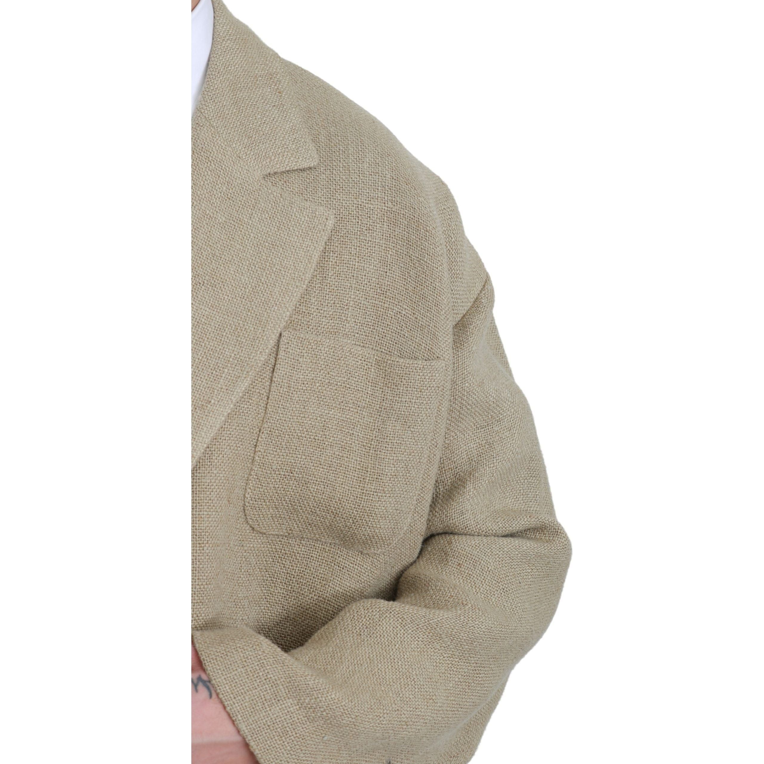 Dolce & Gabbana Beige Jute Single-Breasted Blazer