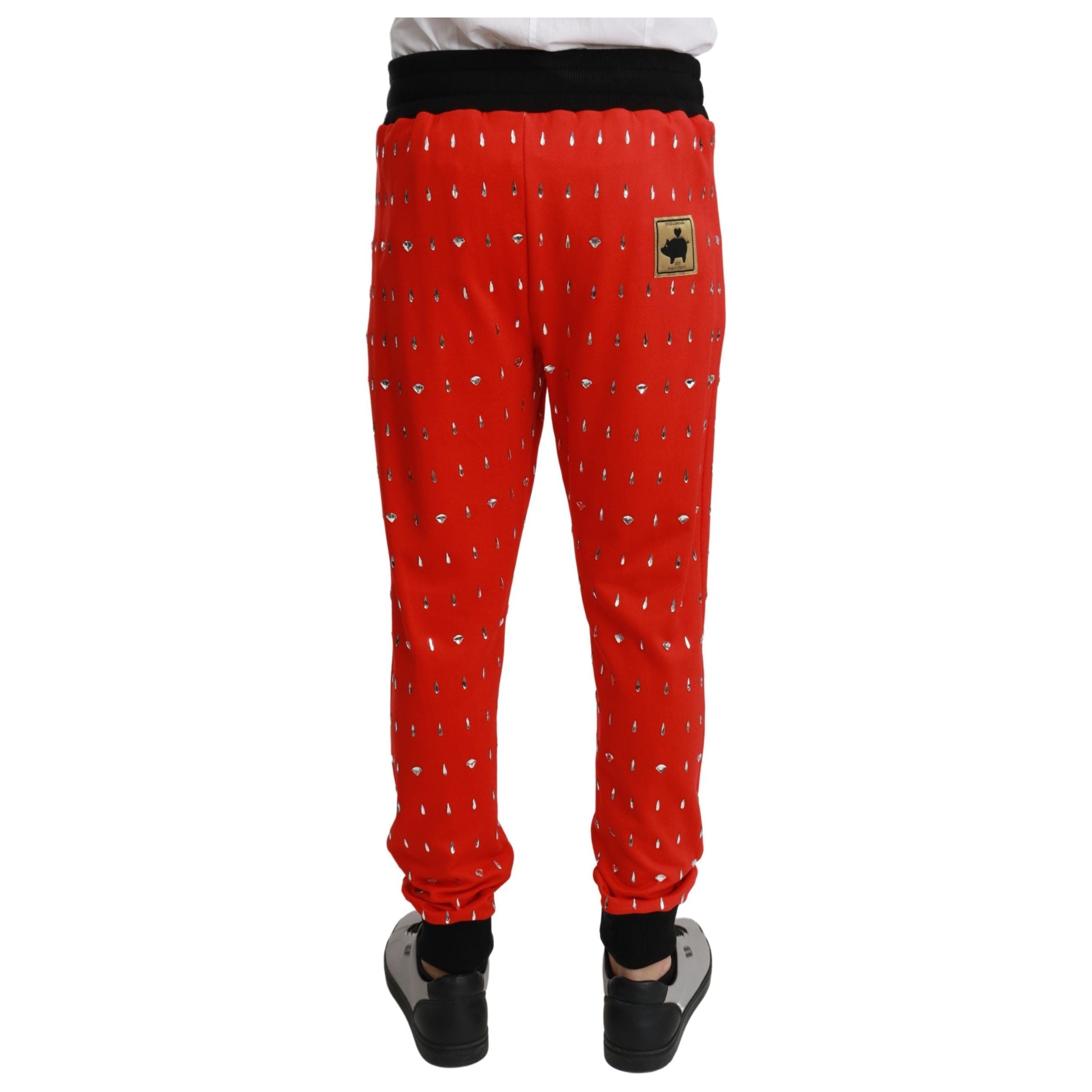 Dolce & Gabbana Red Cotton Piggy Bank Print Sweatpants