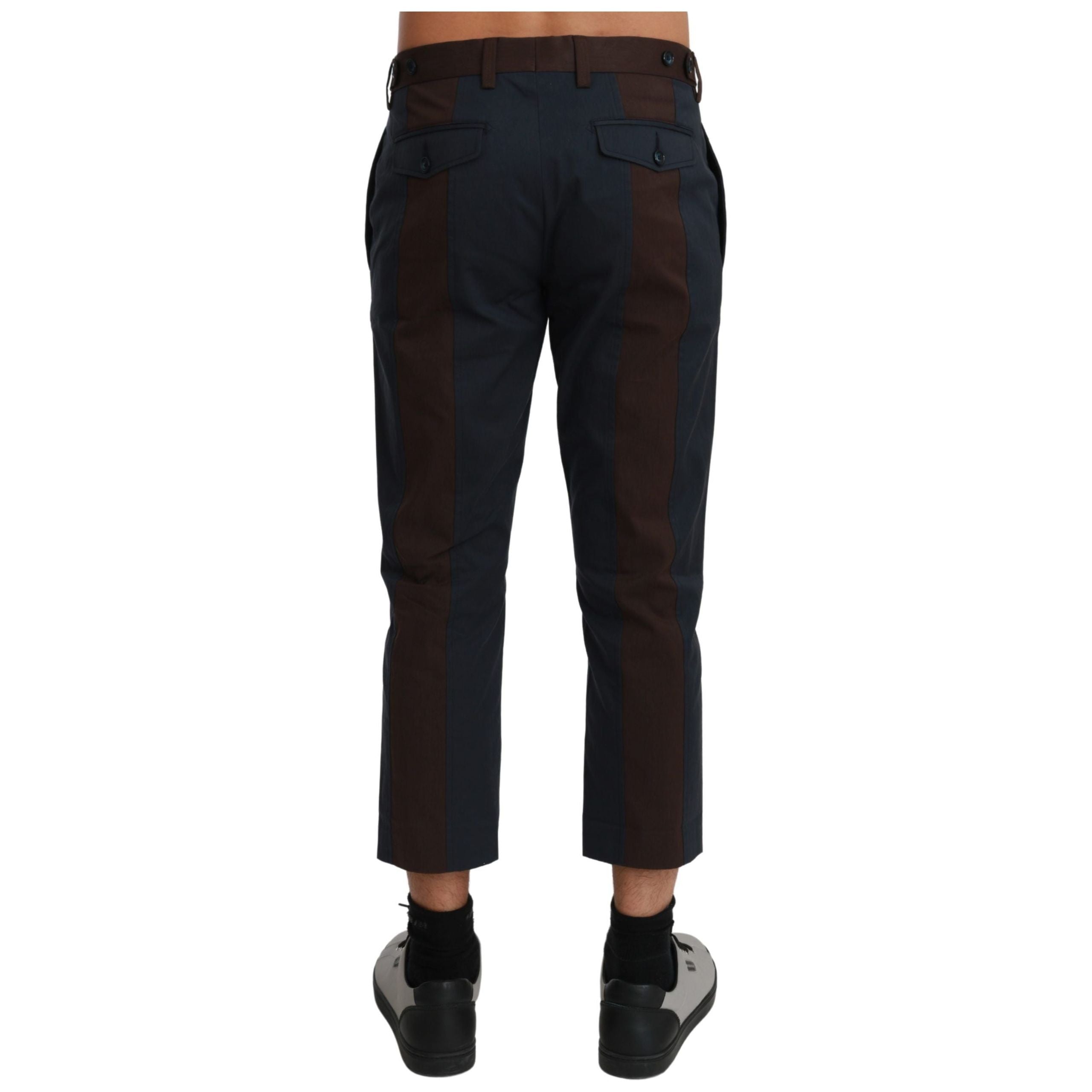 Dolce & Gabbana Blue Cotton Stripe Casual Pants Elegance
