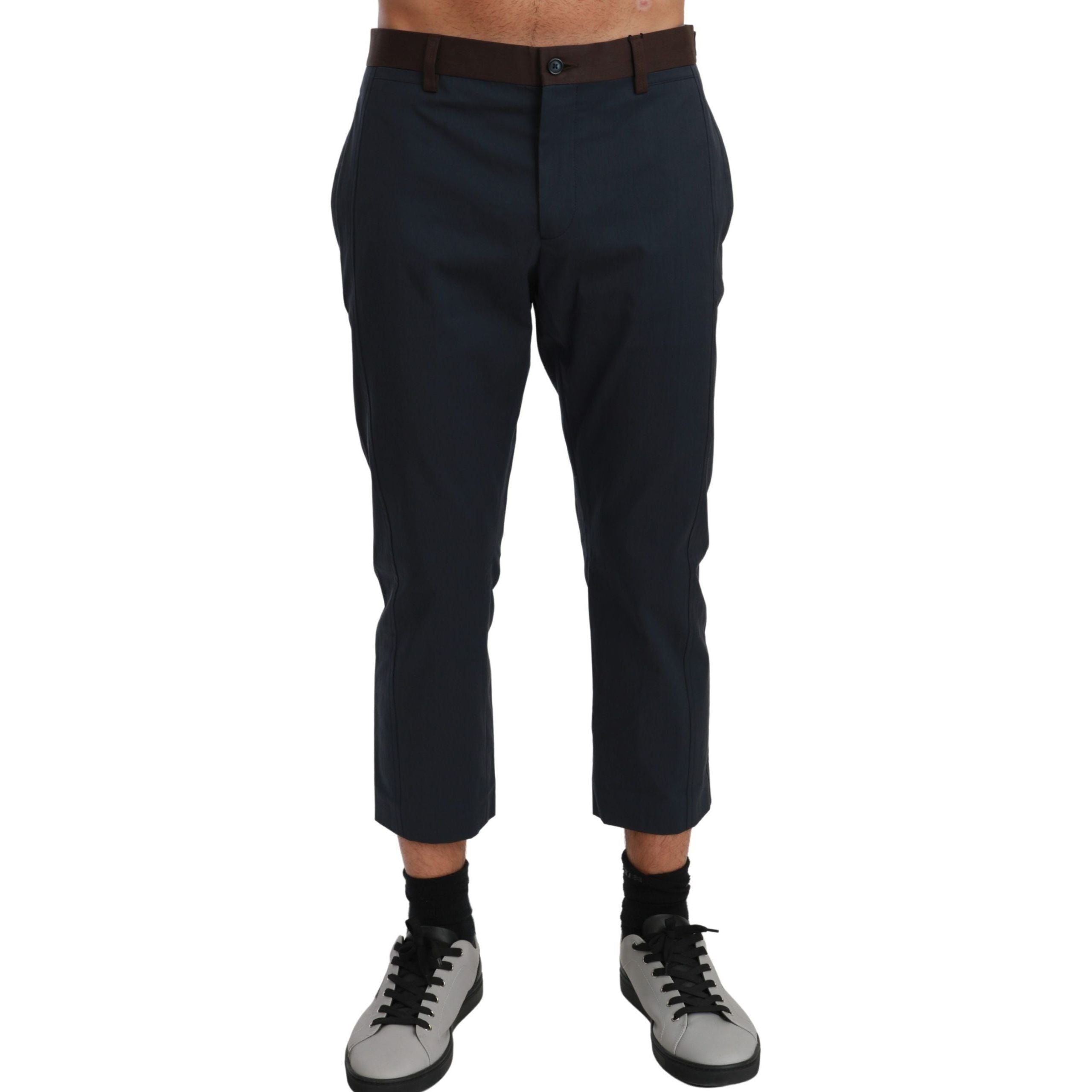 Dolce & Gabbana Blue Cotton Stripe Casual Pants Elegance