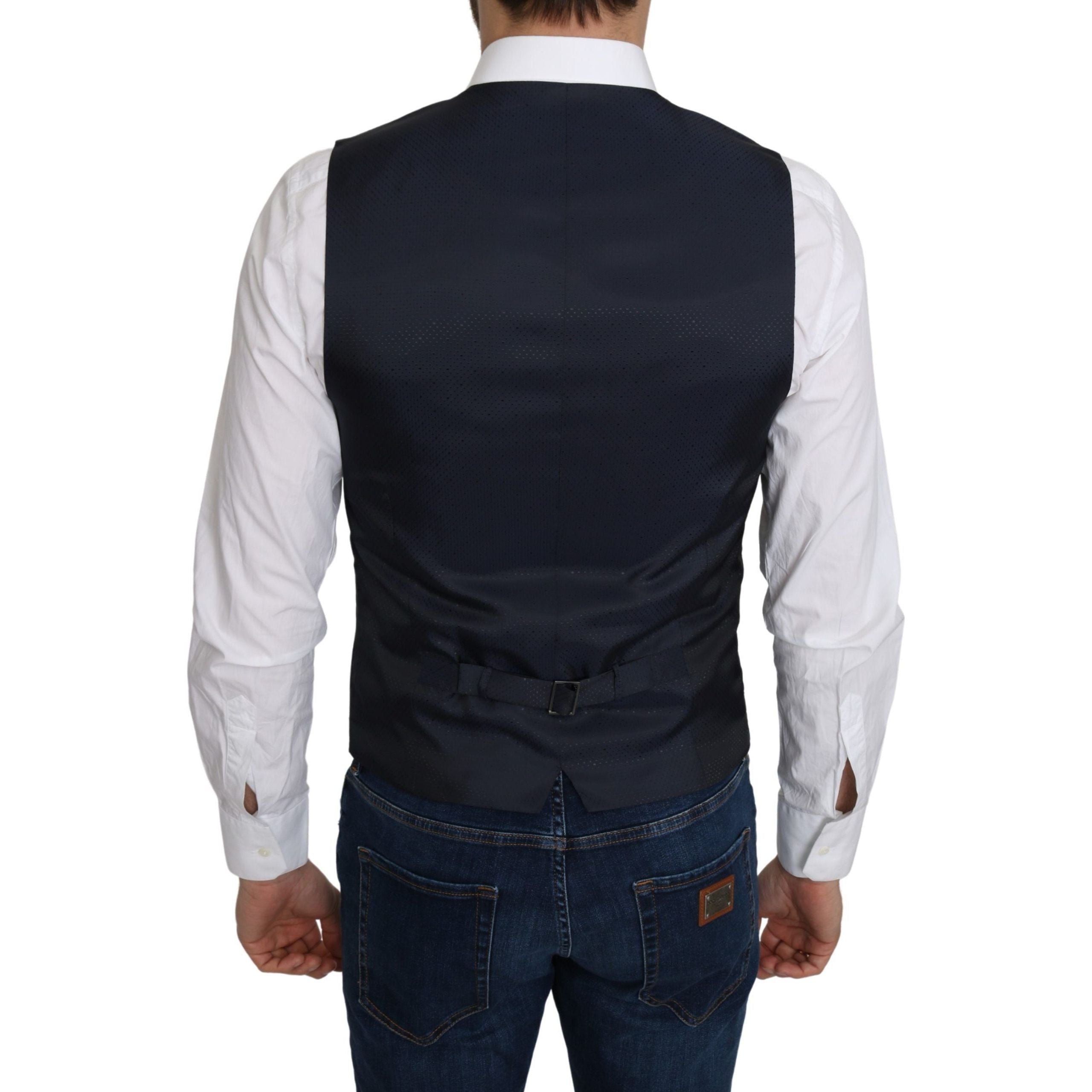 Dolce & Gabbana Blue Silk-Blend Formal Vest
