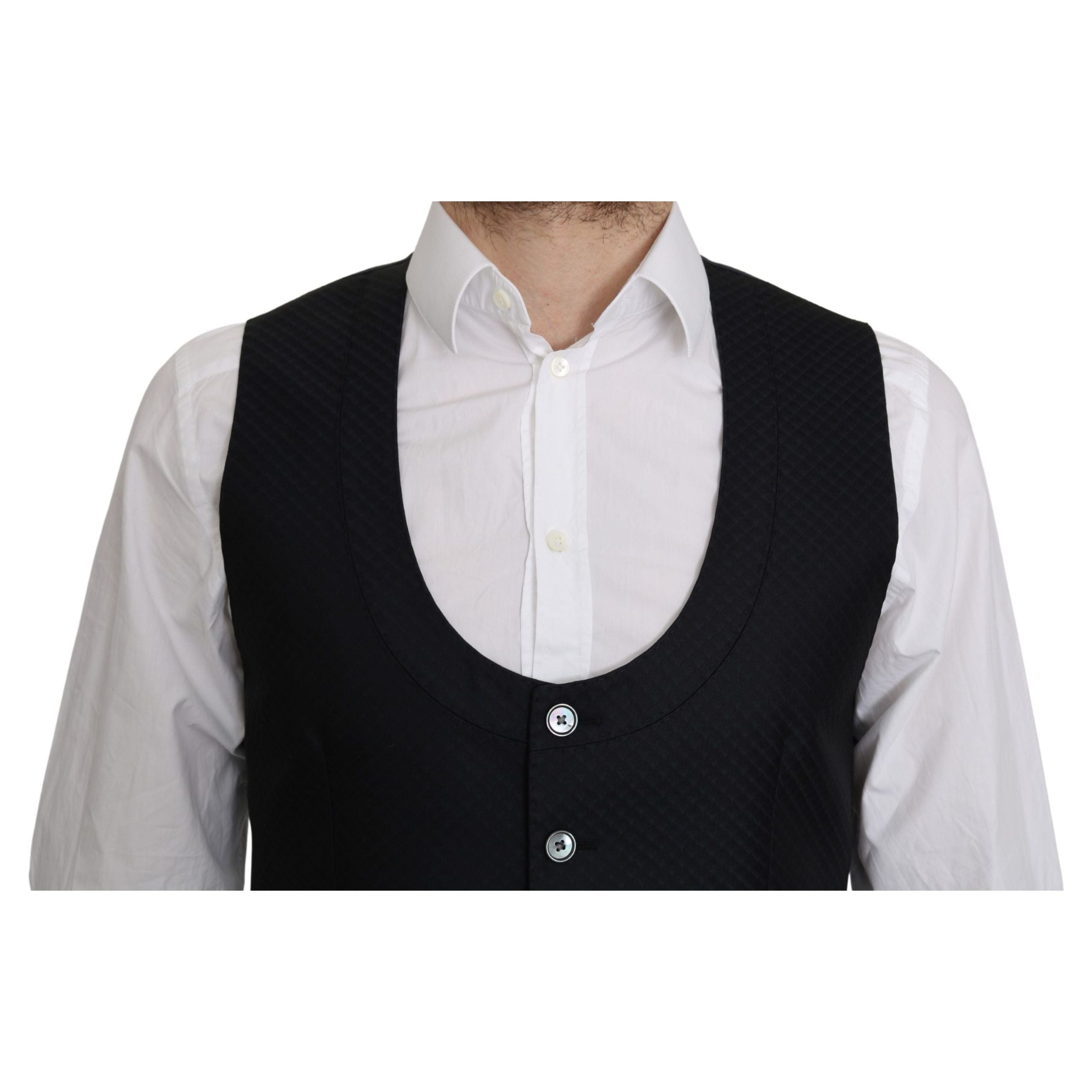 Dolce & Gabbana Blue Silk-Blend Formal Vest