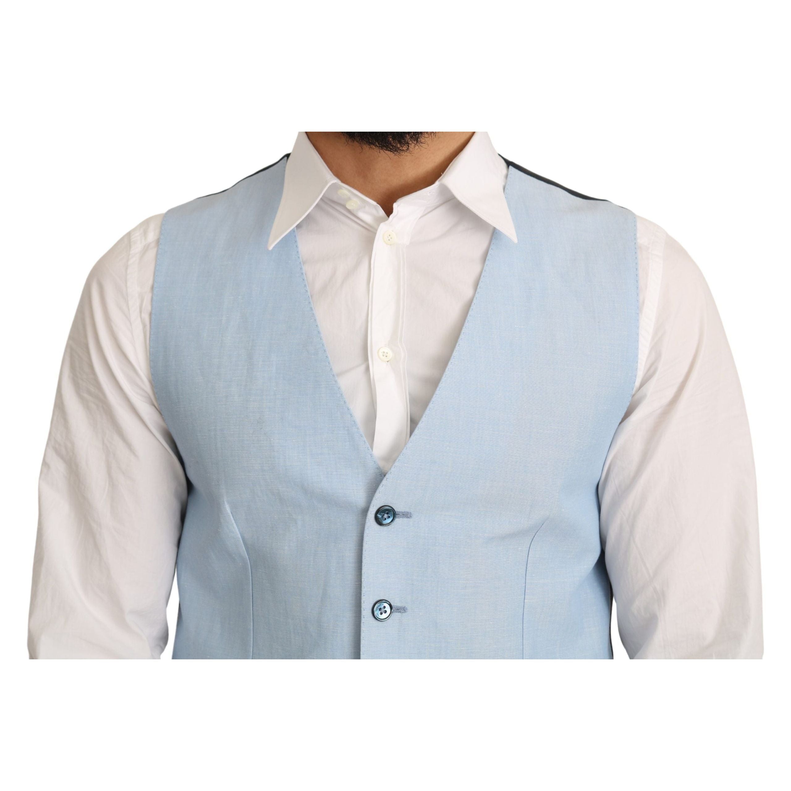 Dolce & Gabbana Azure Wool Blend Formal Vest