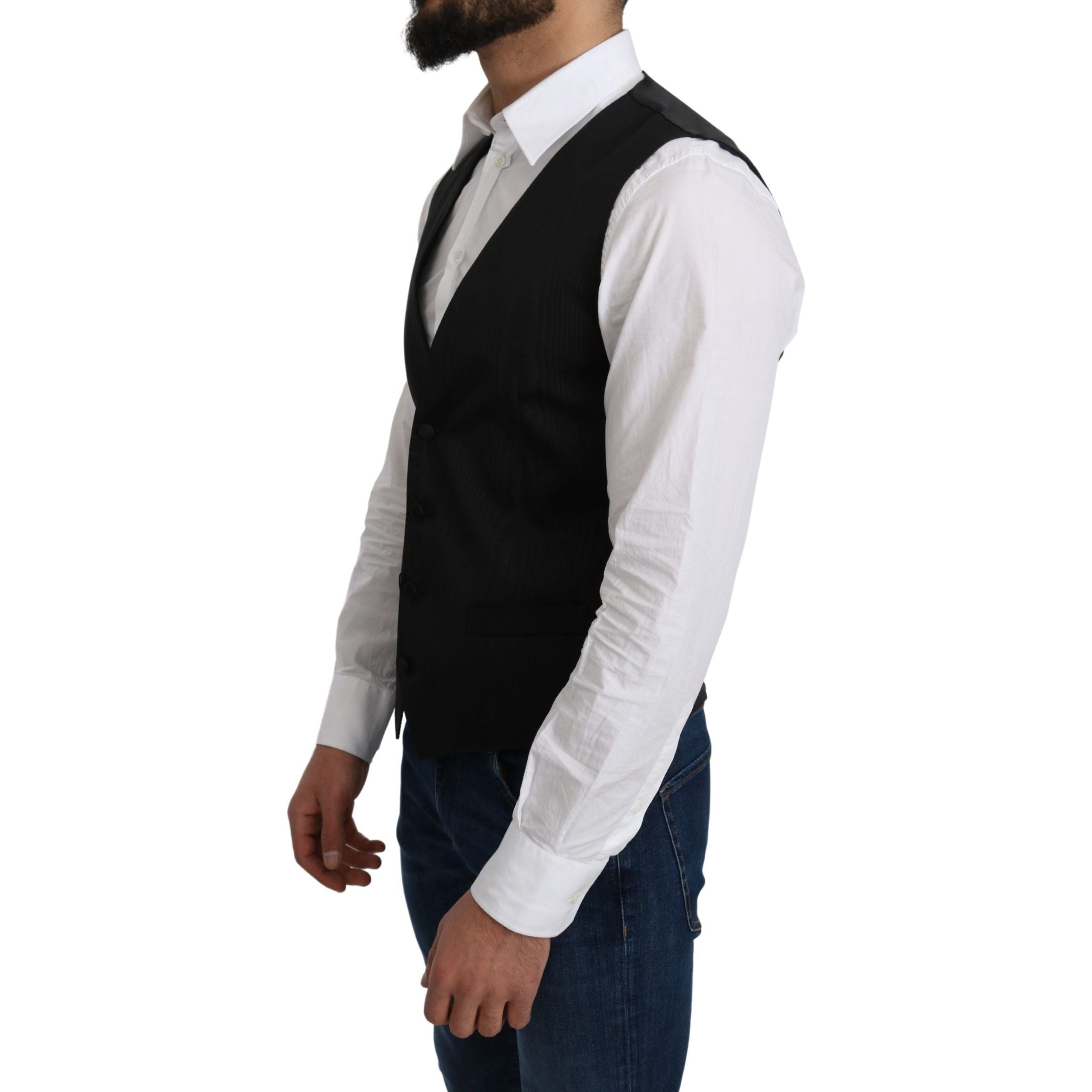 Dolce & Gabbana Gray Silk Formal Vest for Luxury Style