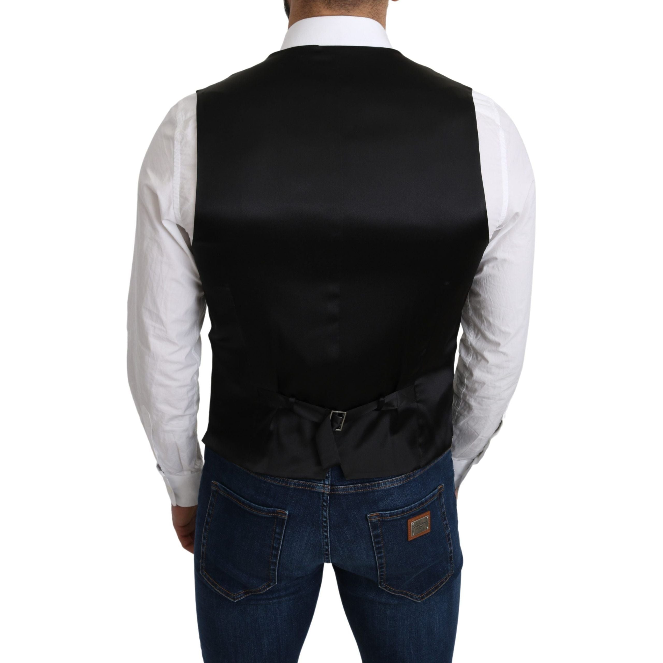 Dolce & Gabbana Gray Silk Formal Vest for Luxury Style