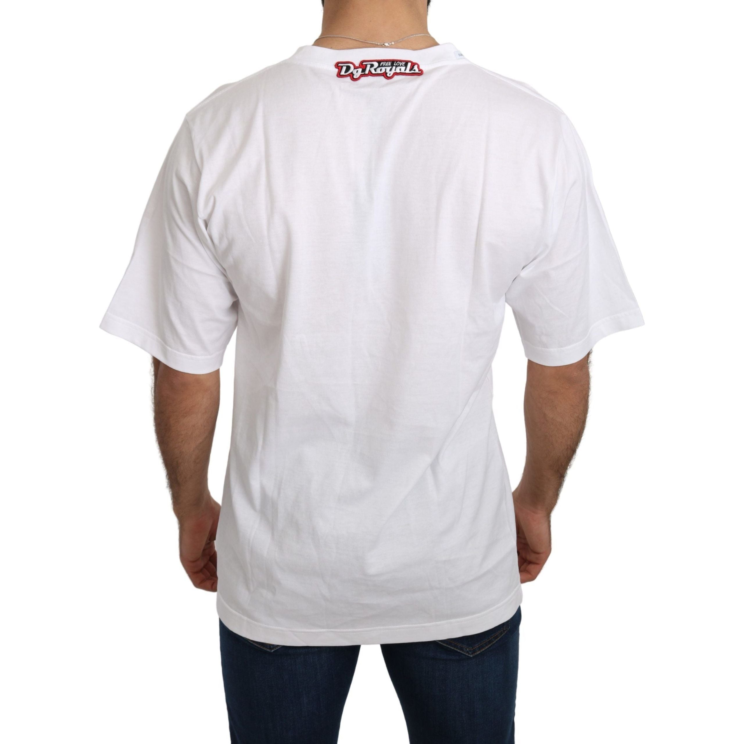 Dolce & Gabbana White Cotton Slim Fit Crewneck Tee