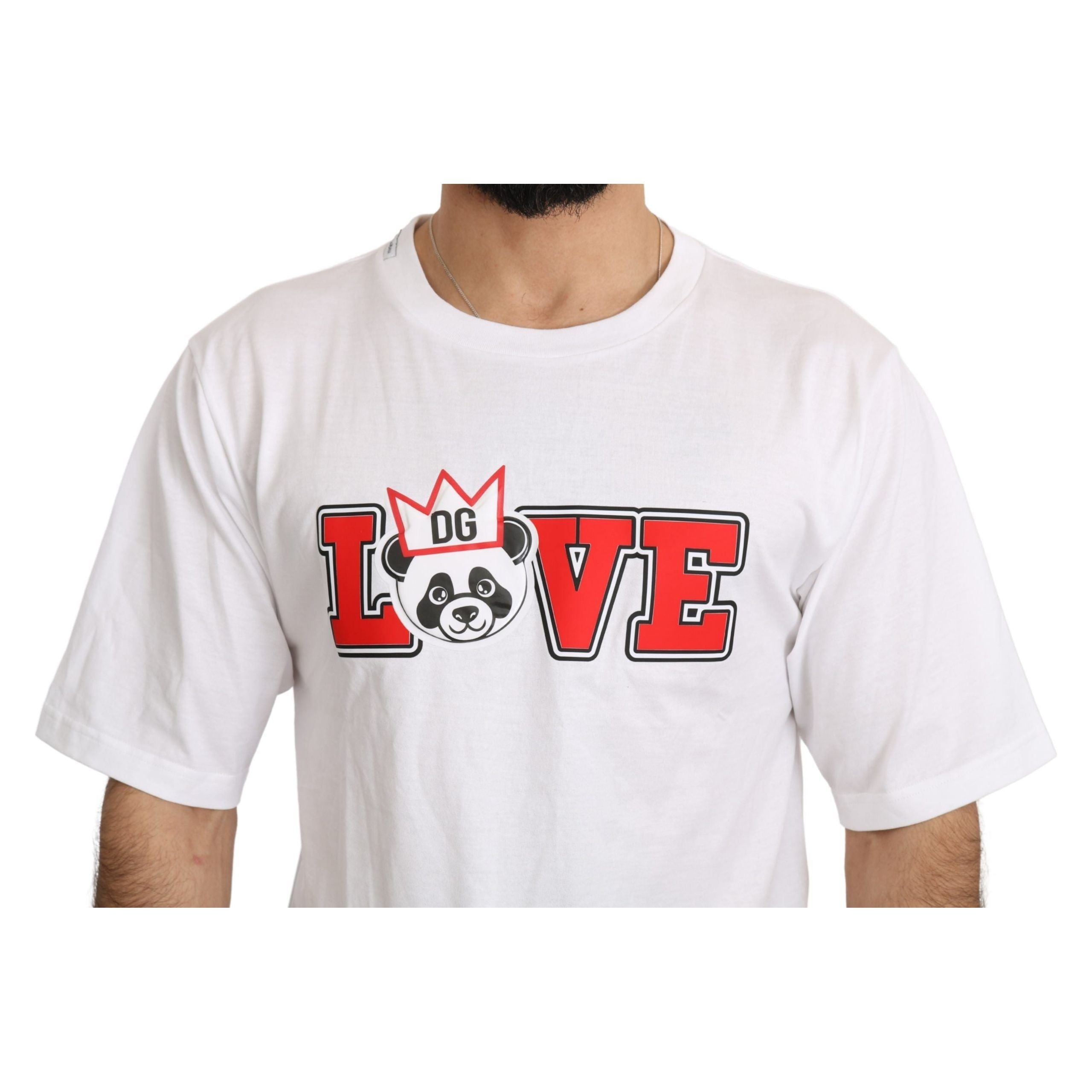Dolce & Gabbana White Cotton Slim Fit Crewneck Tee