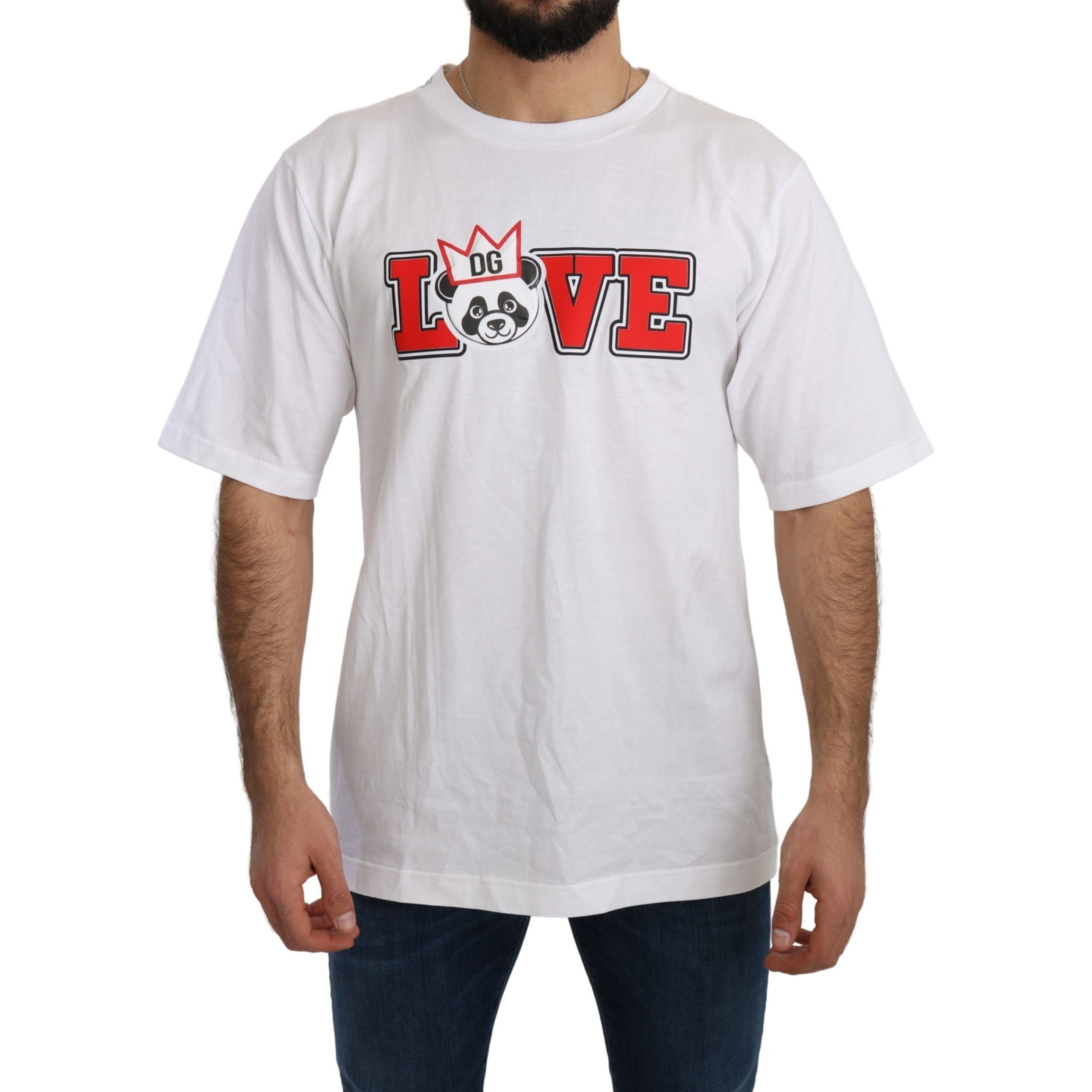 Dolce & Gabbana White Cotton Slim Fit Crewneck Tee