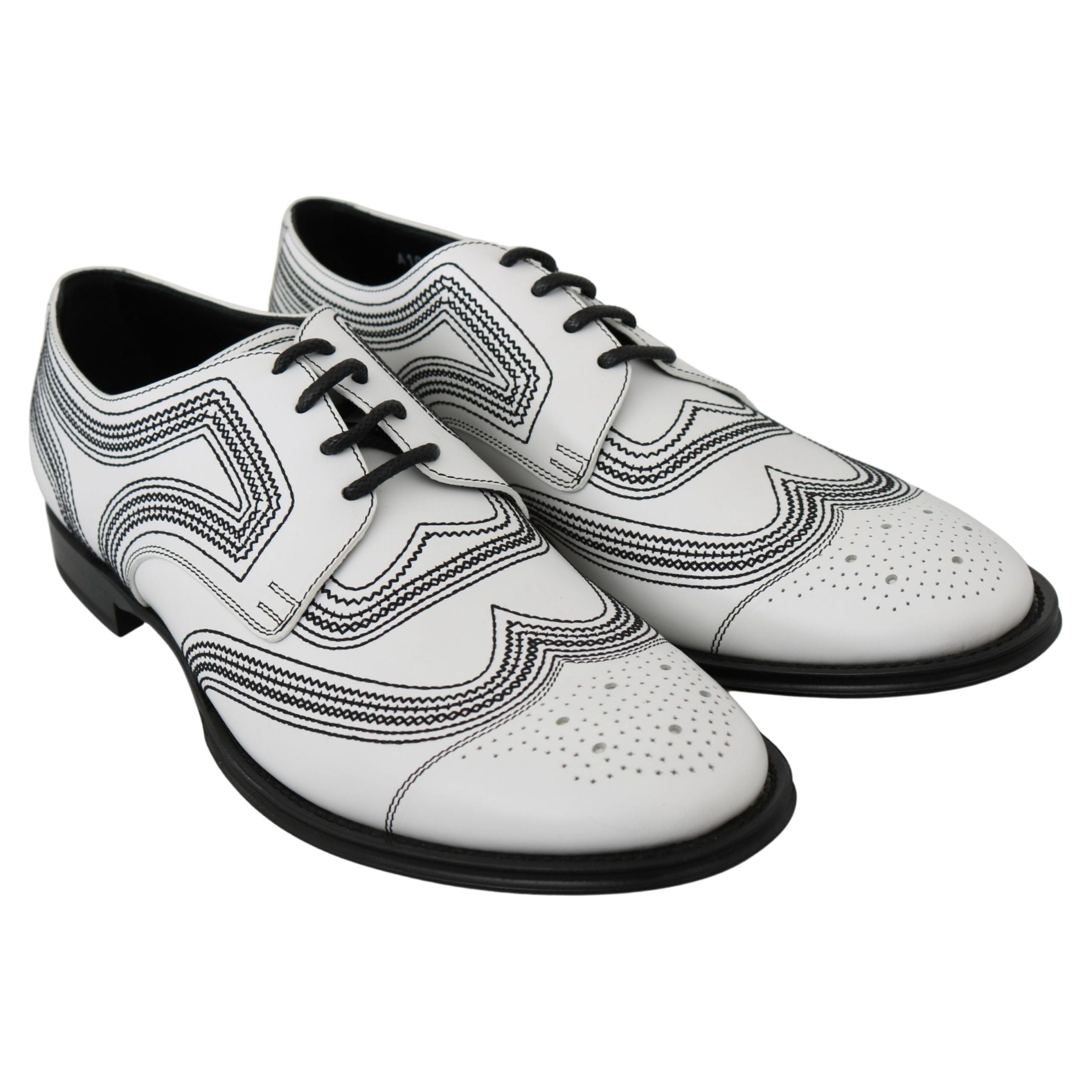 Dolce & Gabbana White Leather Derby Shoes
