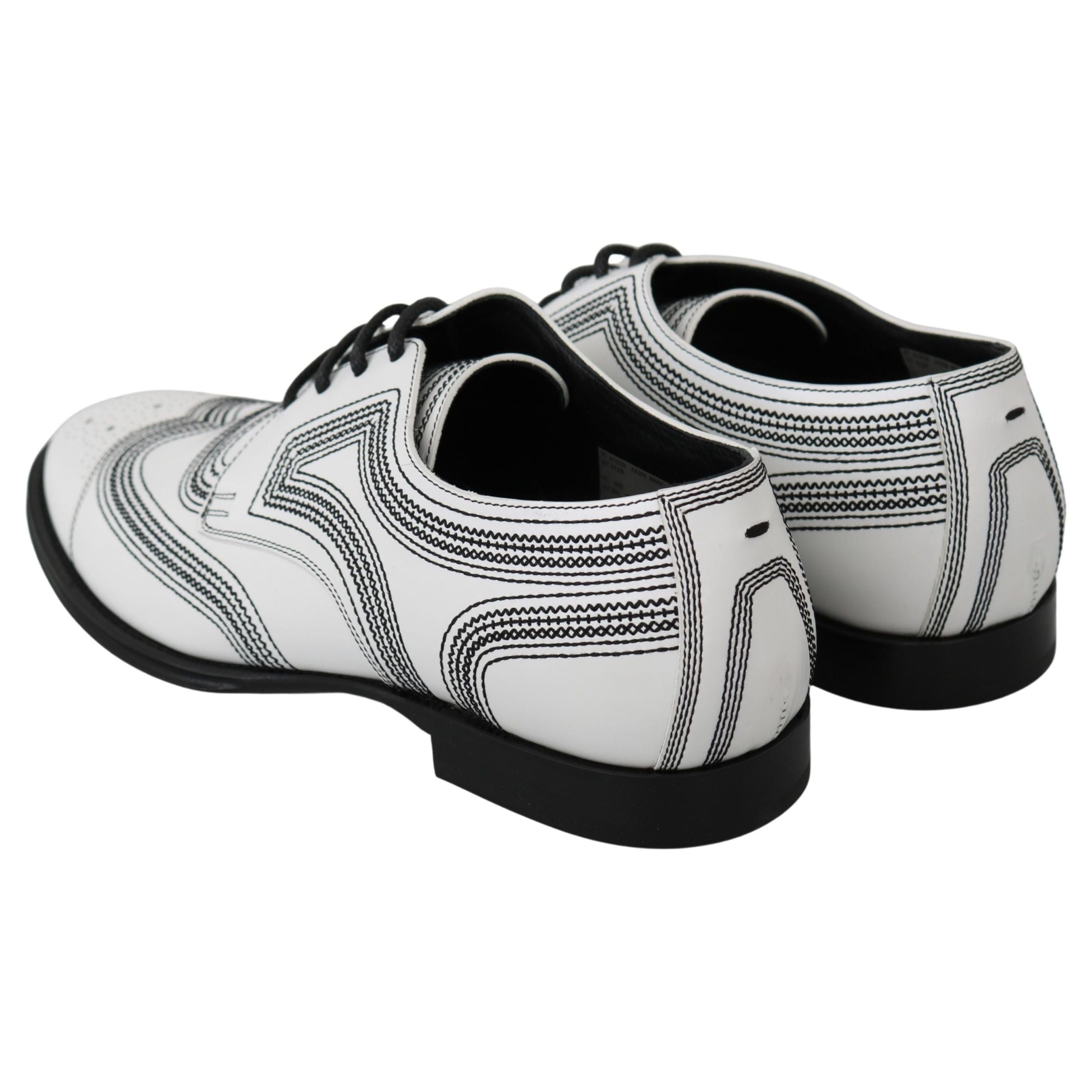 Dolce & Gabbana White Leather Derby Shoes