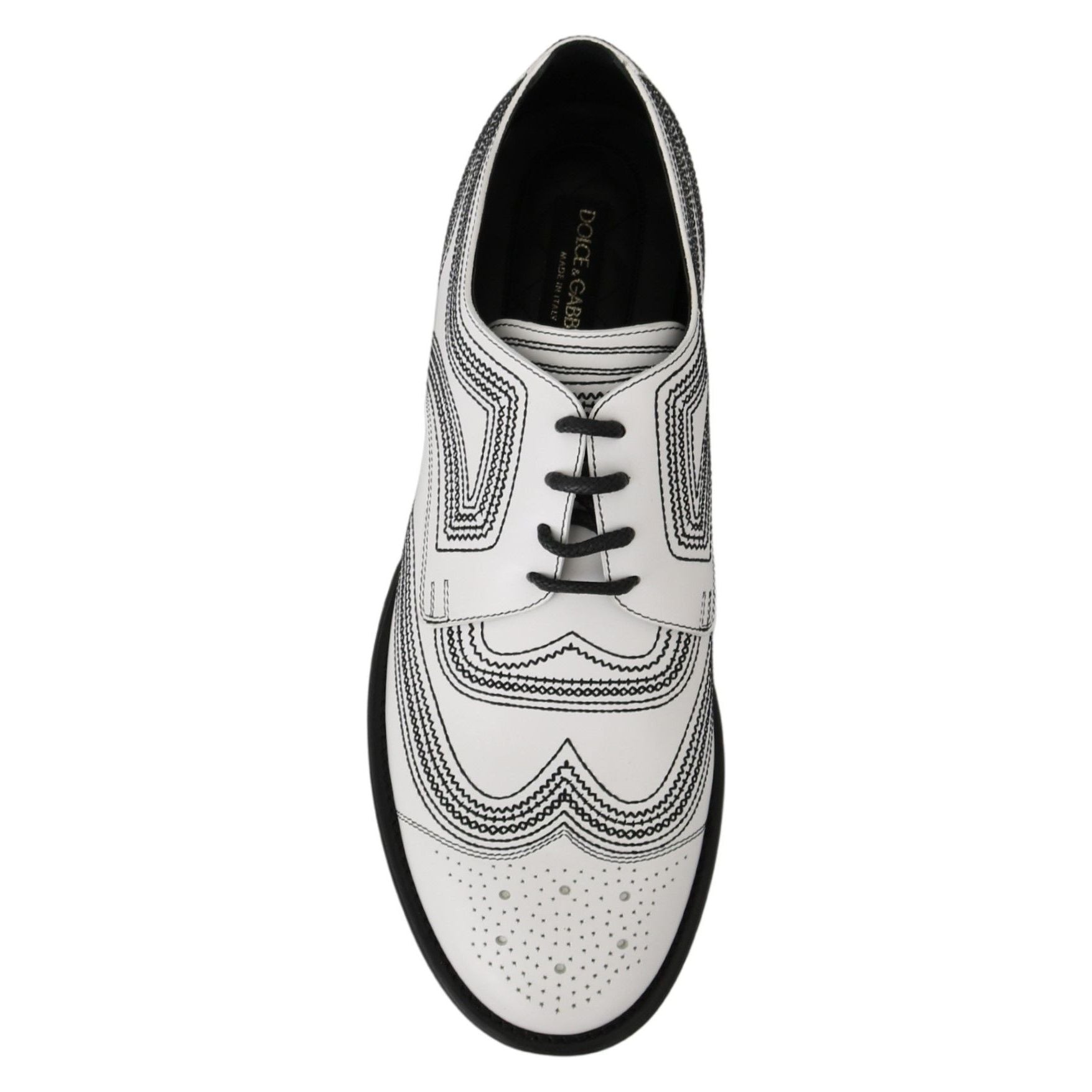 Dolce & Gabbana White Leather Derby Shoes