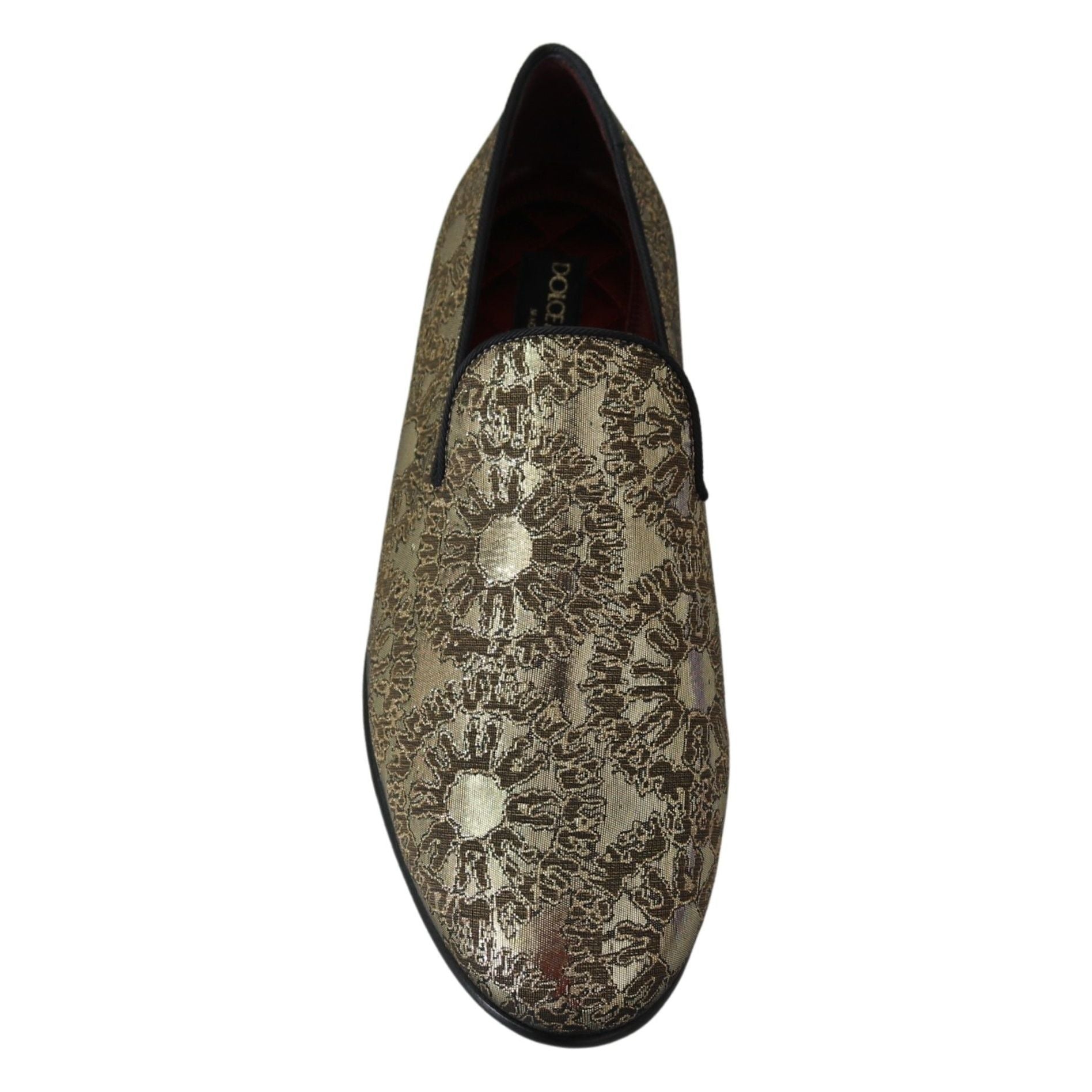 Dolce & Gabbana Gold Bordeaux Leather Loafers Slides Shoes