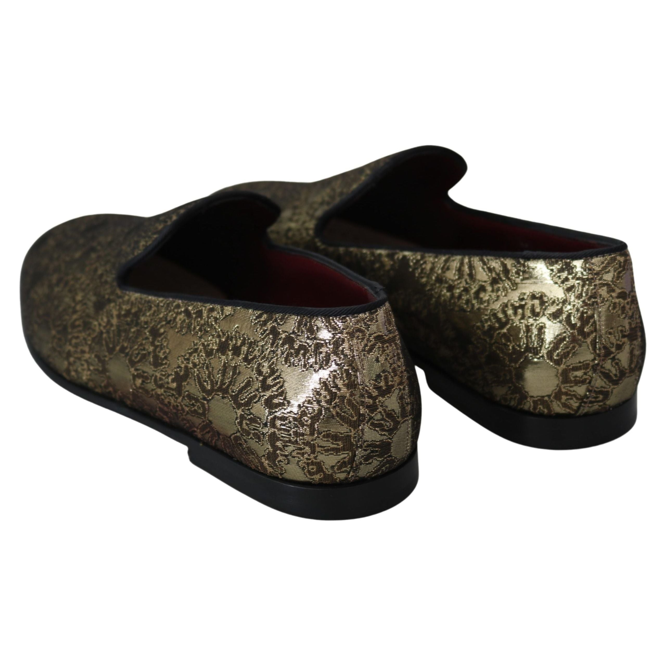 Dolce & Gabbana Gold Bordeaux Leather Loafers Slides Shoes
