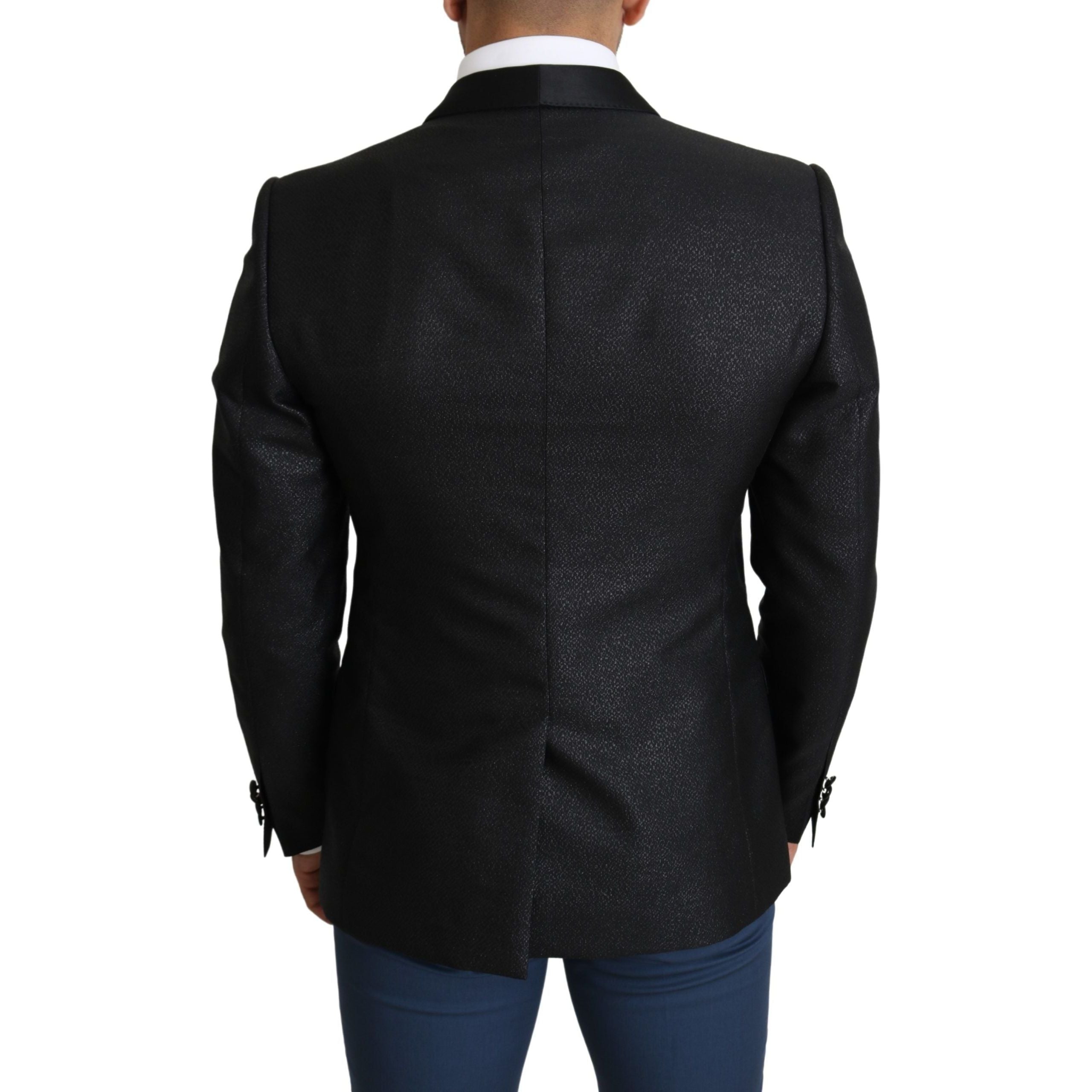 Dolce & Gabbana Black Jacquard Slim Fit Blazer