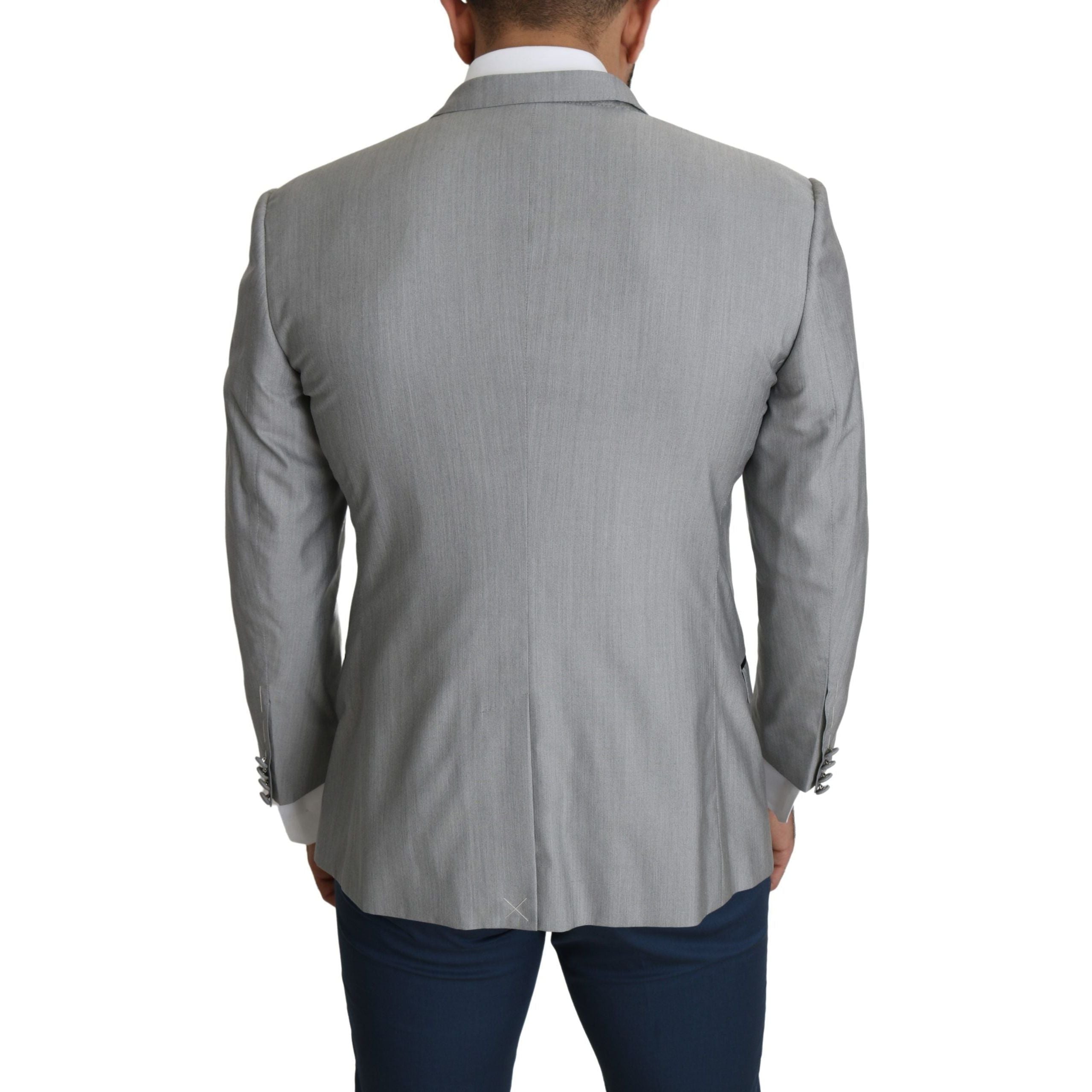 Dolce & Gabbana Light Gray Silk Blend Blazer