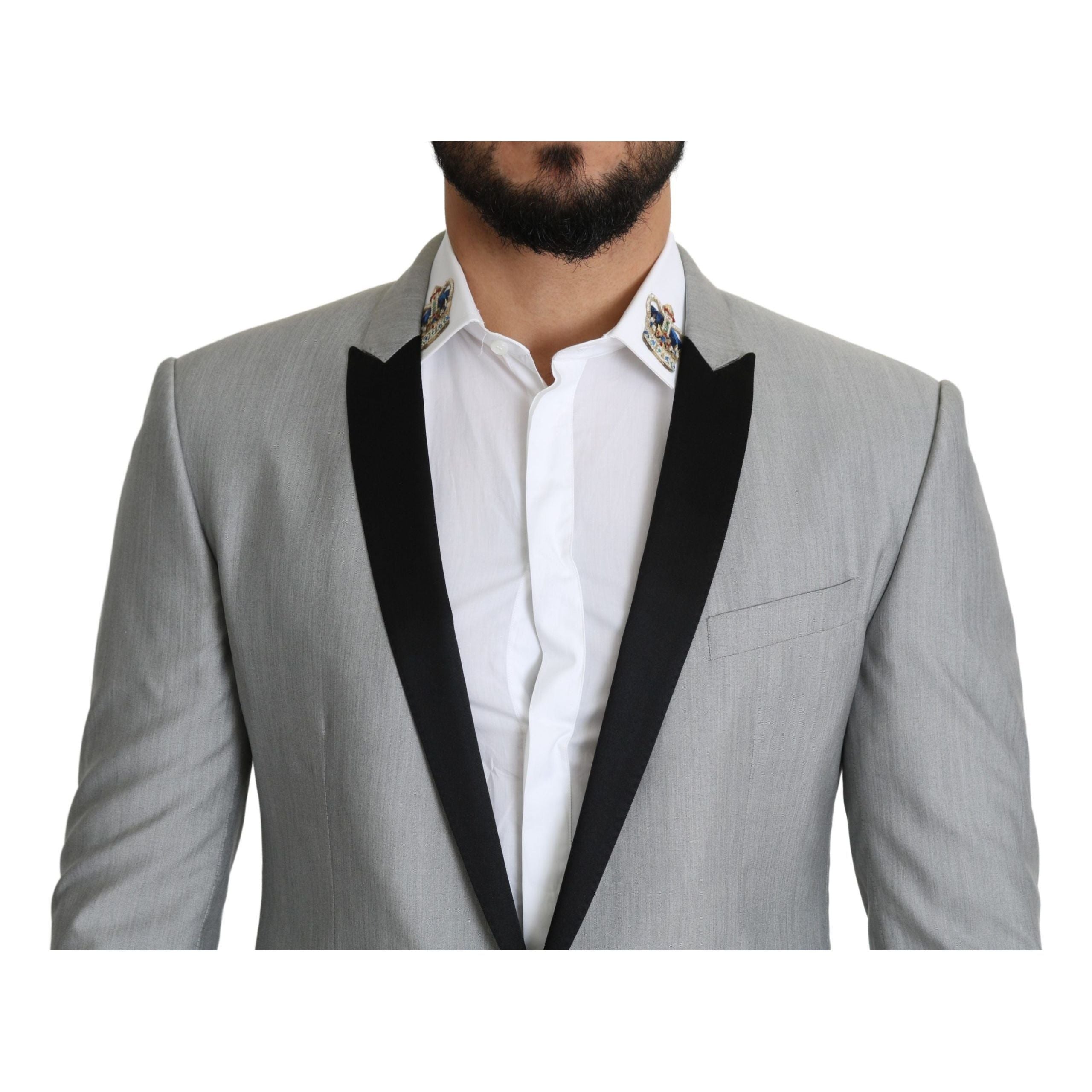 Dolce & Gabbana Light Gray Silk Blend Blazer