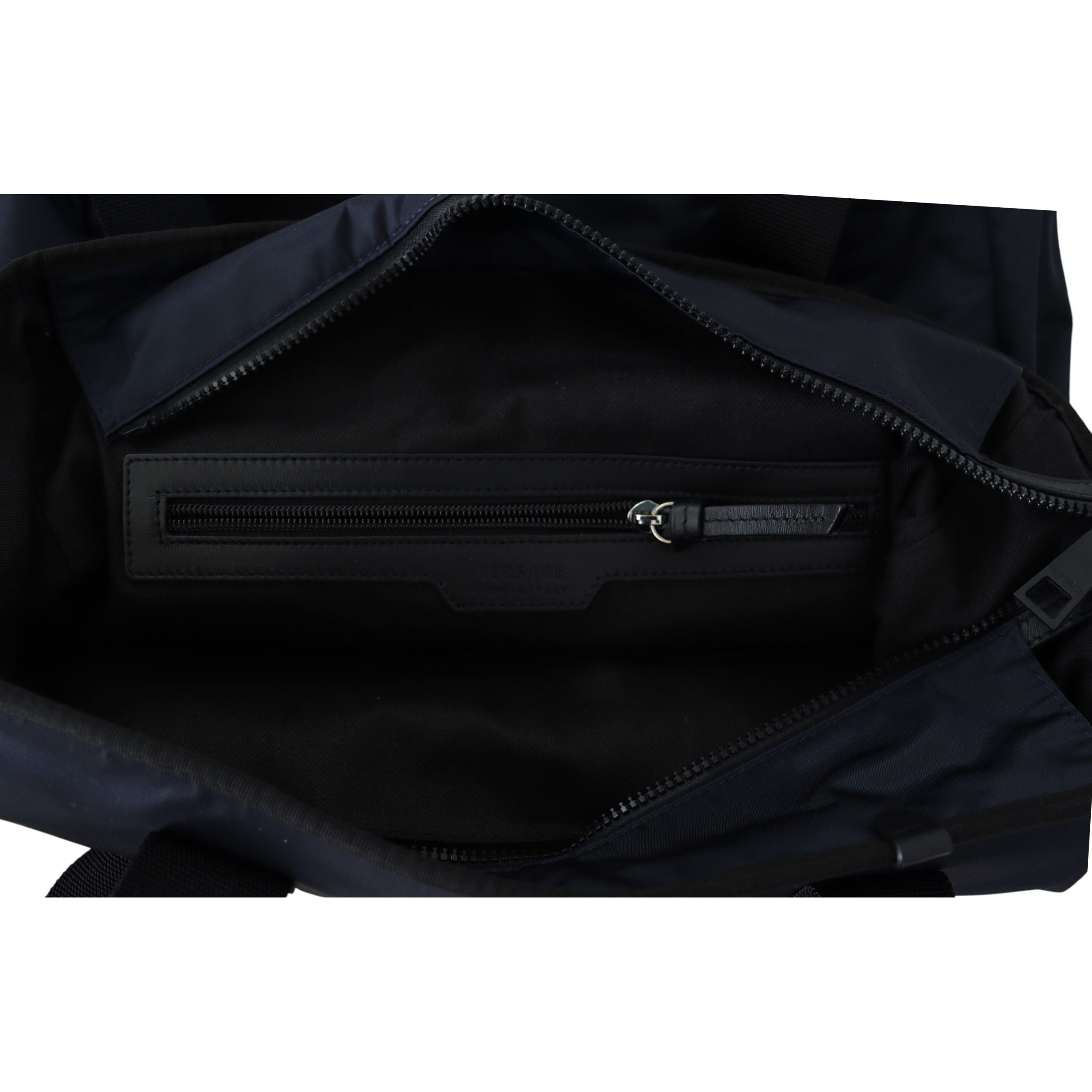 Versace Blue Nylon Tote Bag for Timeless Style