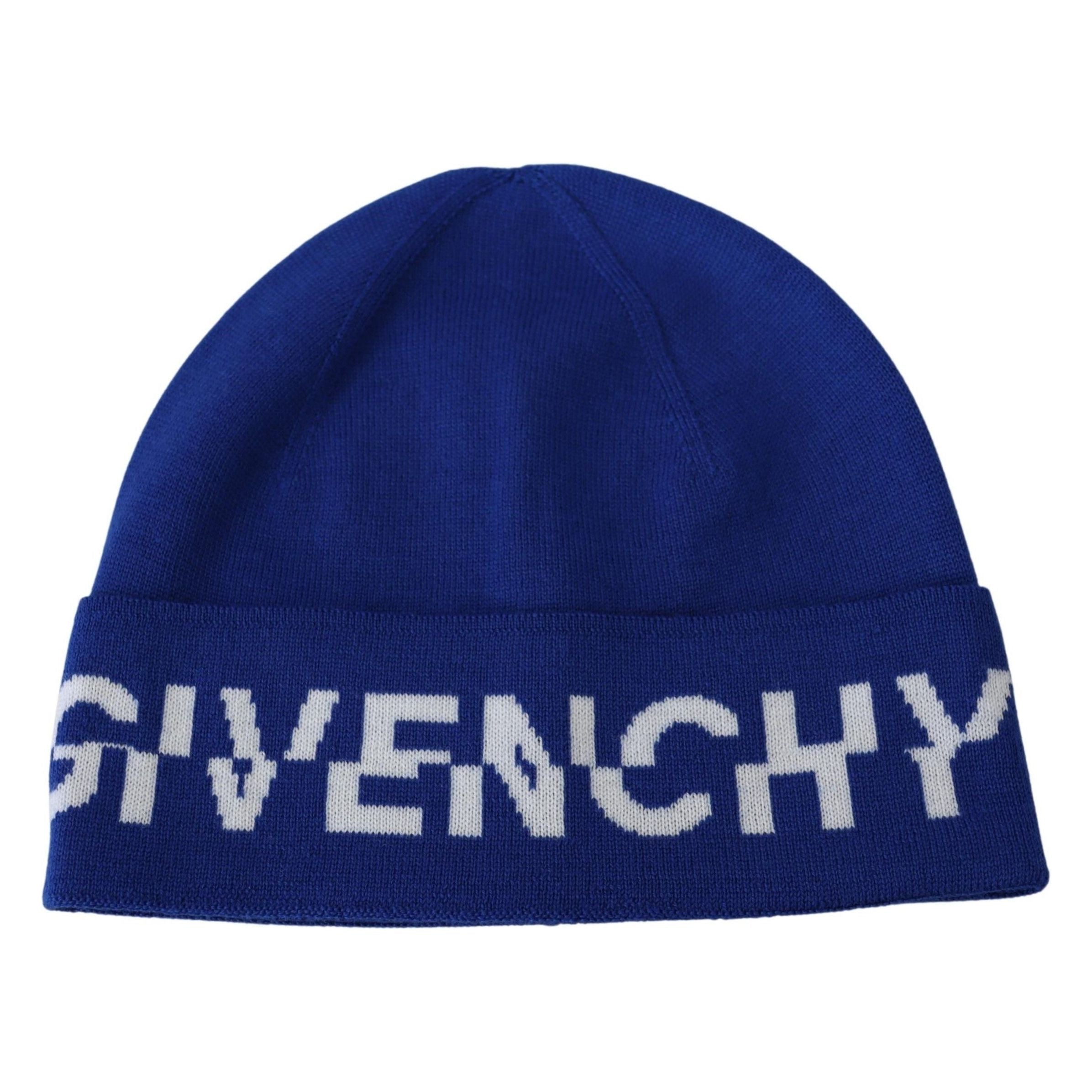 Givenchy Chic Cobalt Wool Beanie with Logo Detail