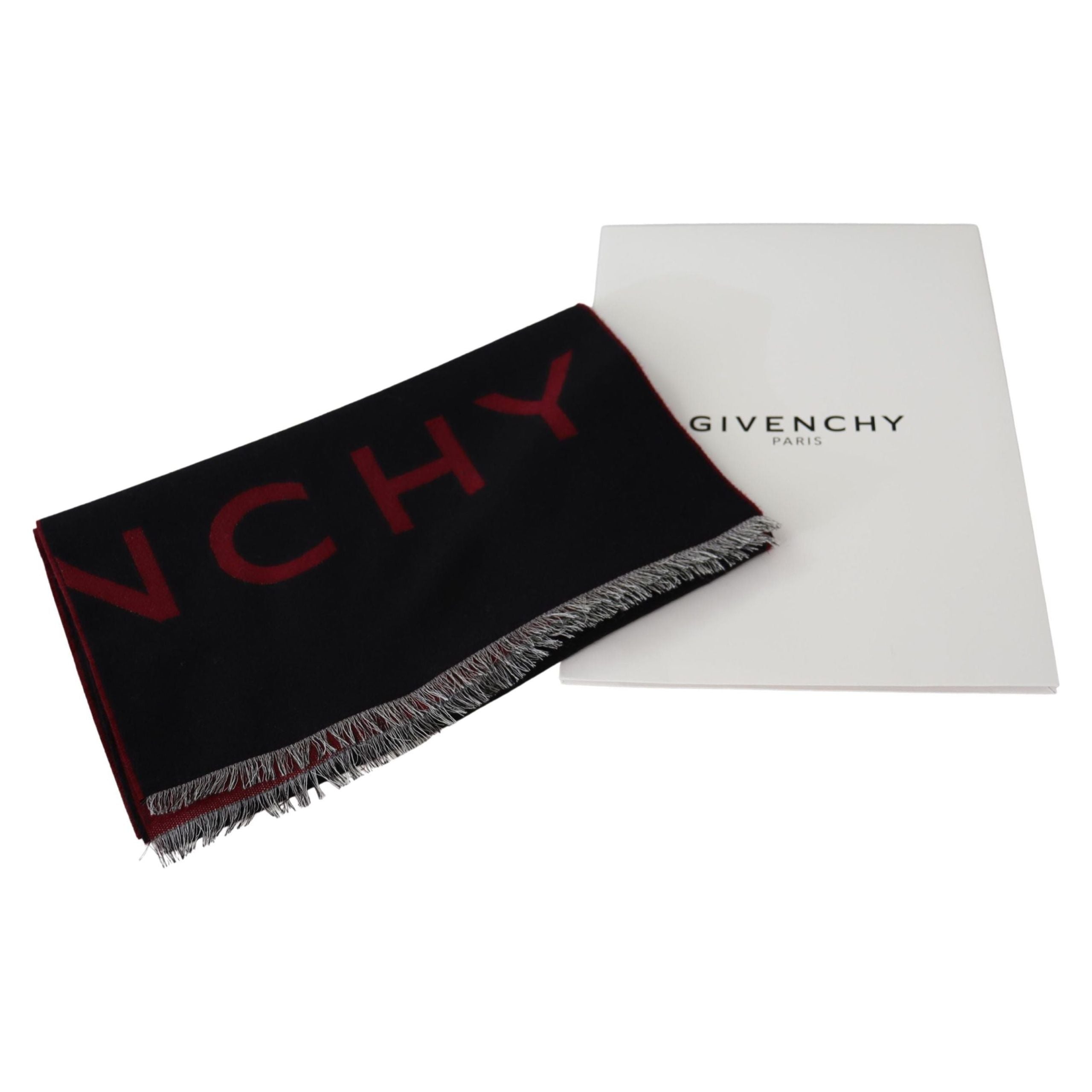 Givenchy Grey Wool Silk Blend Scarf for Sophisticated Style