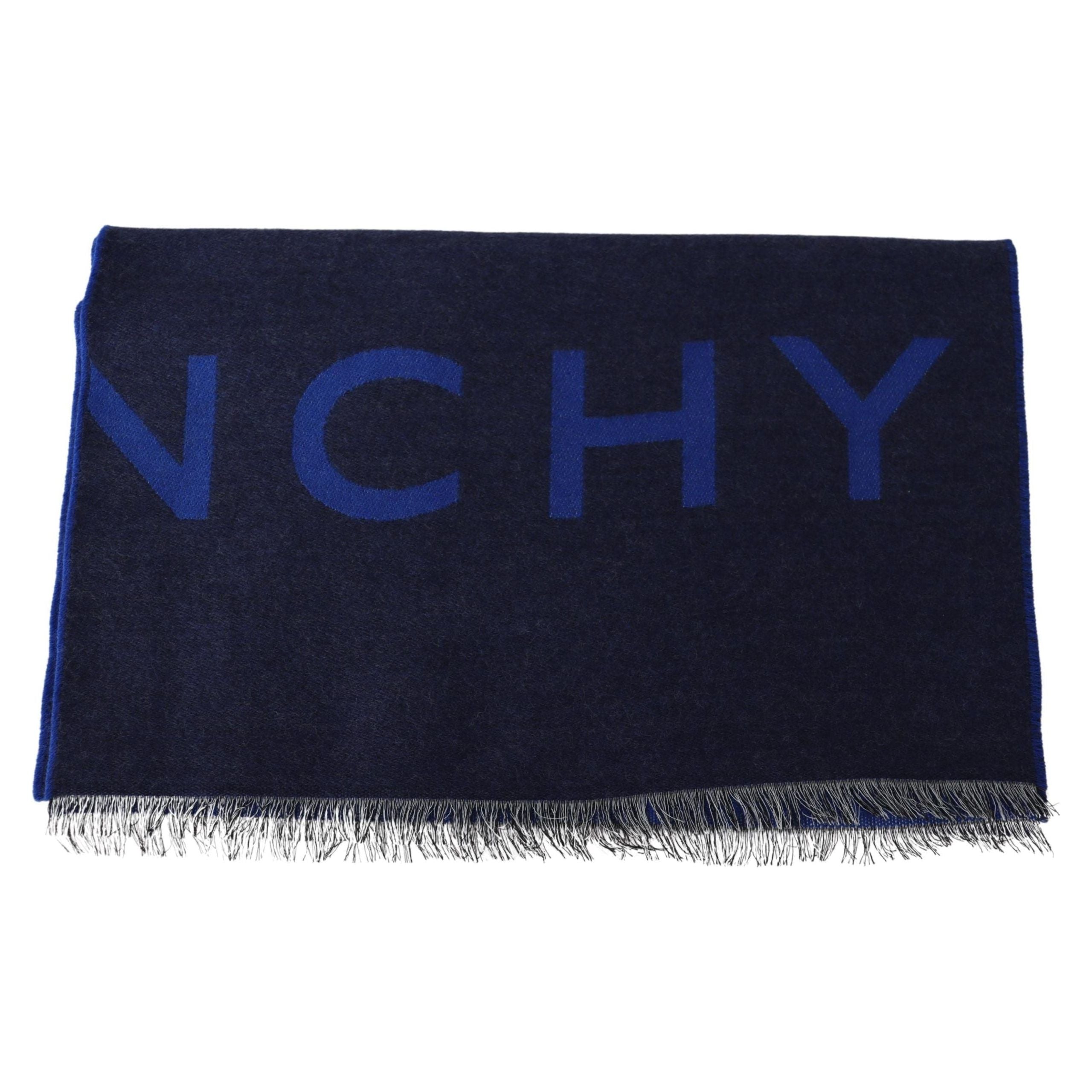 Givenchy Blue Wool Silk Blend Scarf