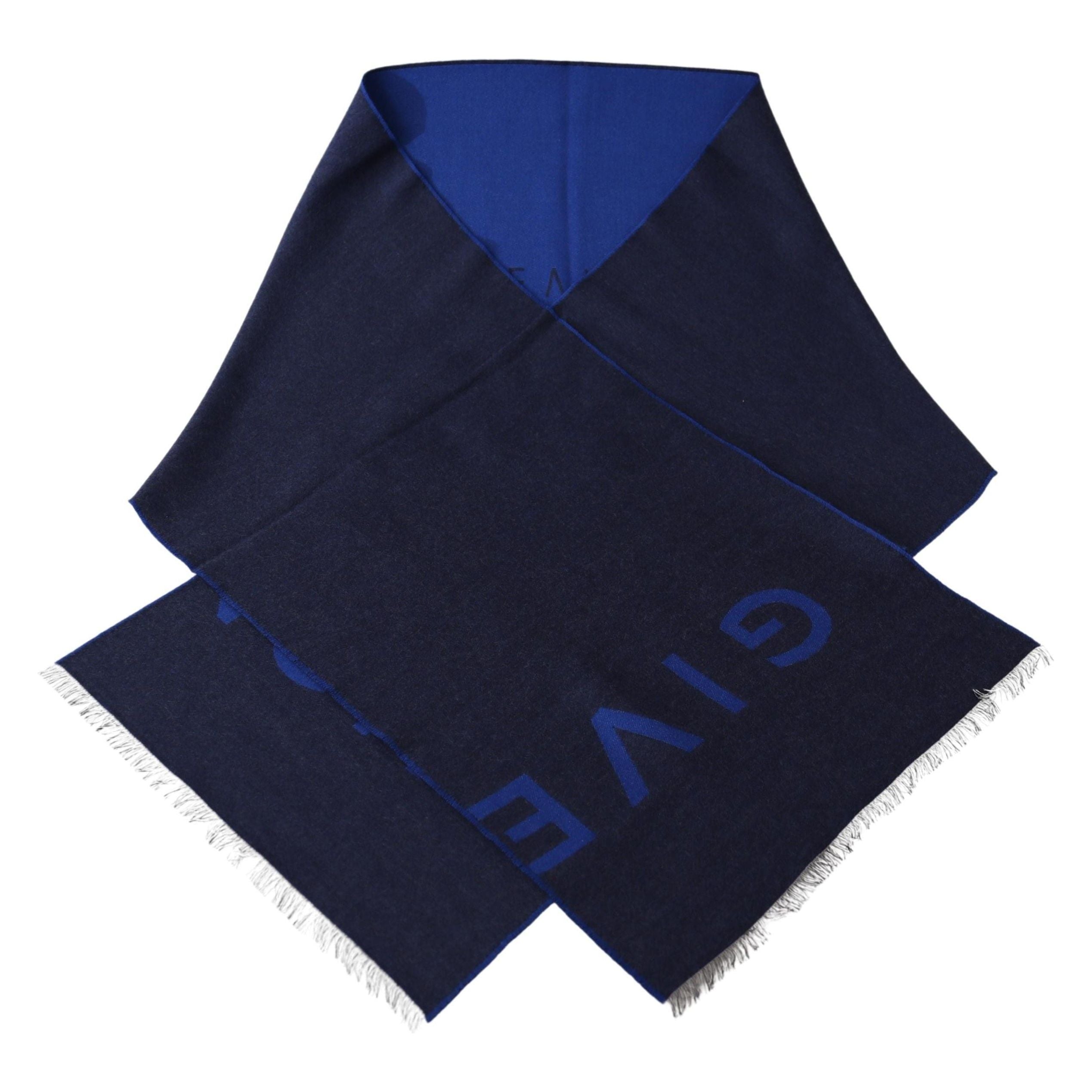 Givenchy Blue Wool Silk Blend Scarf
