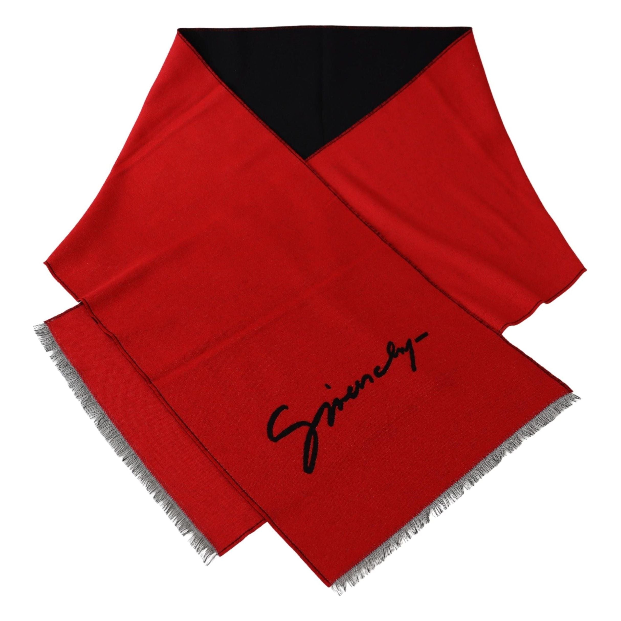 Givenchy Elegant Red Wool Blend Unisex Scarf