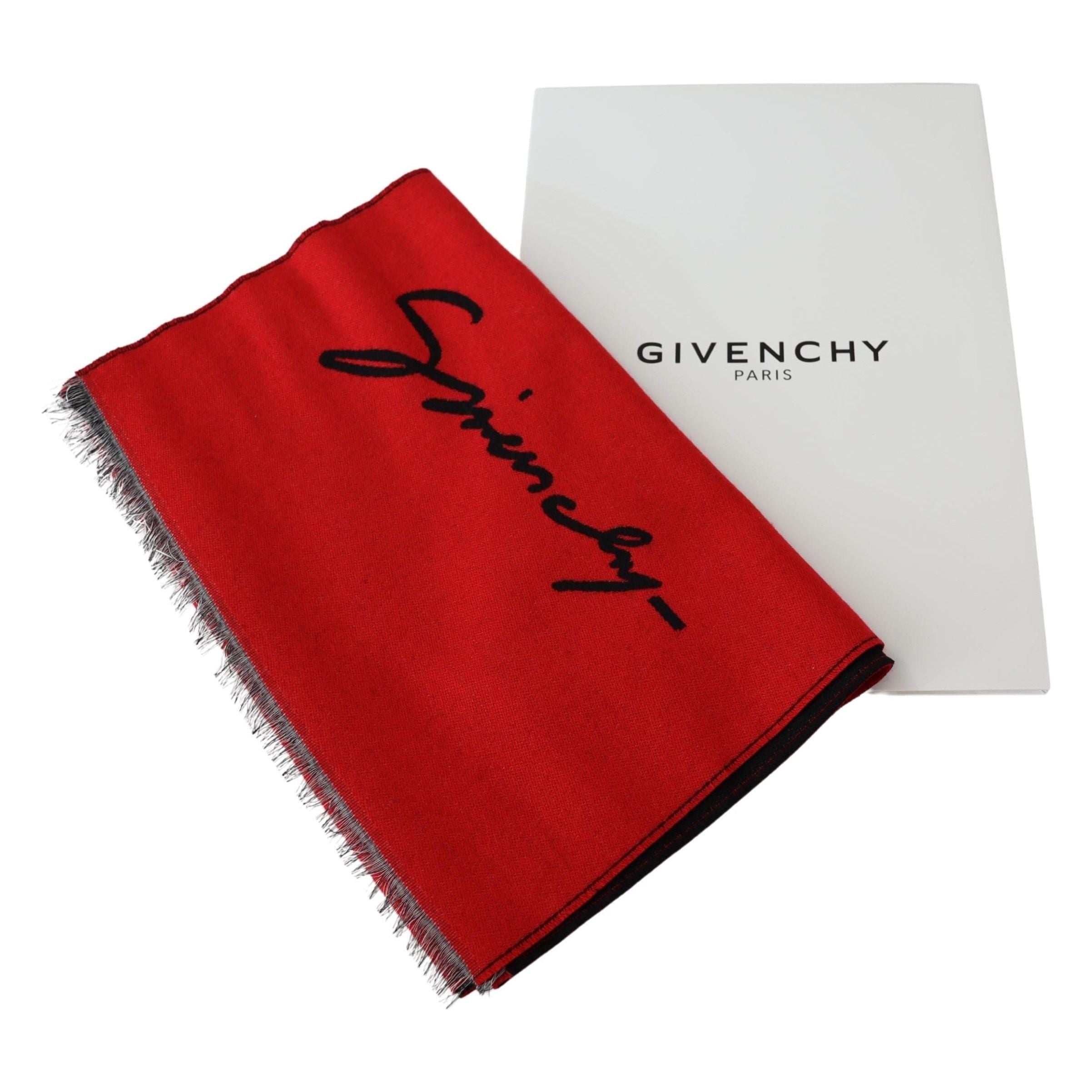 Givenchy Elegant Red Wool Blend Unisex Scarf