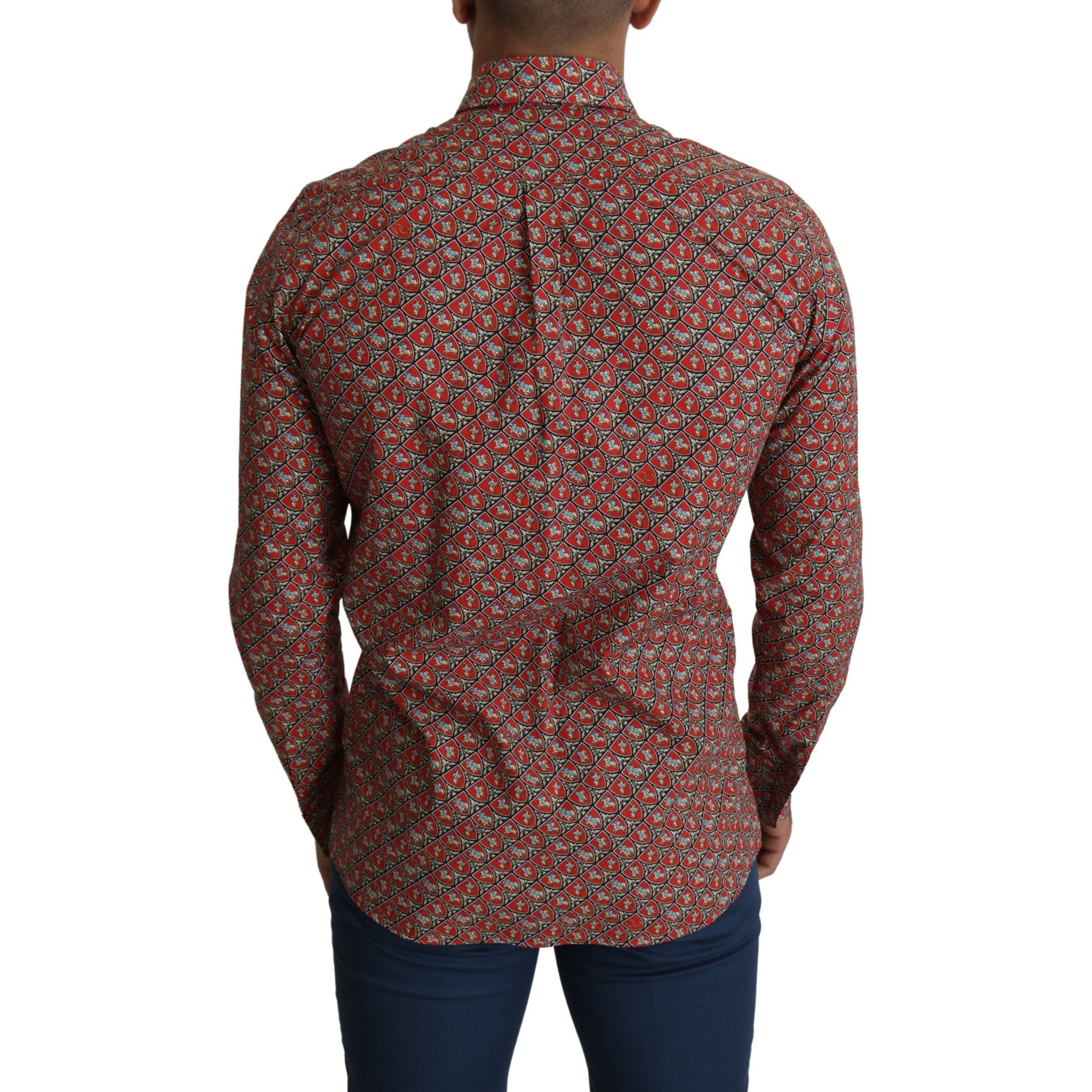 Dolce & Gabbana Red Cotton Martini Fit Shirt