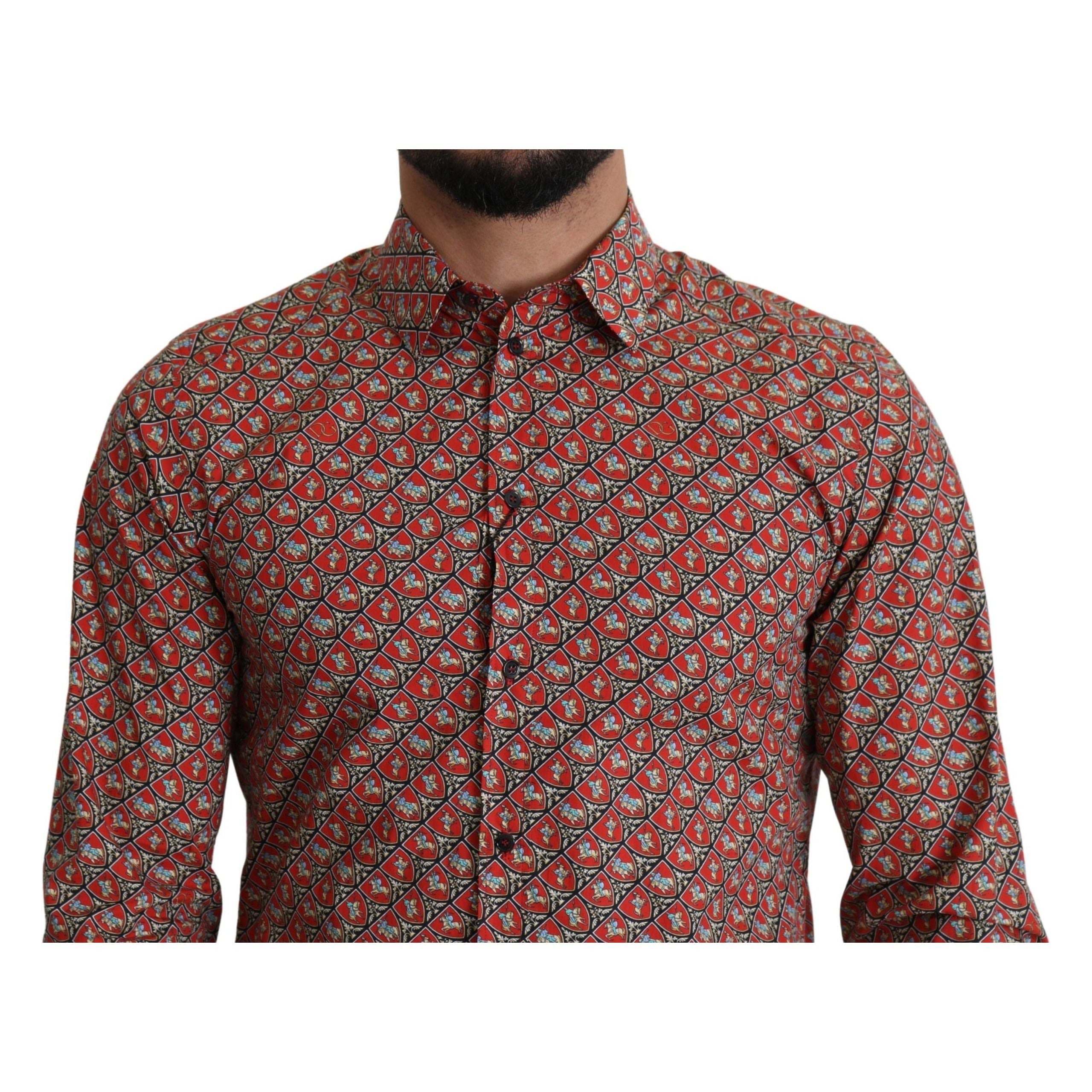 Dolce & Gabbana Red Cotton Martini Fit Shirt