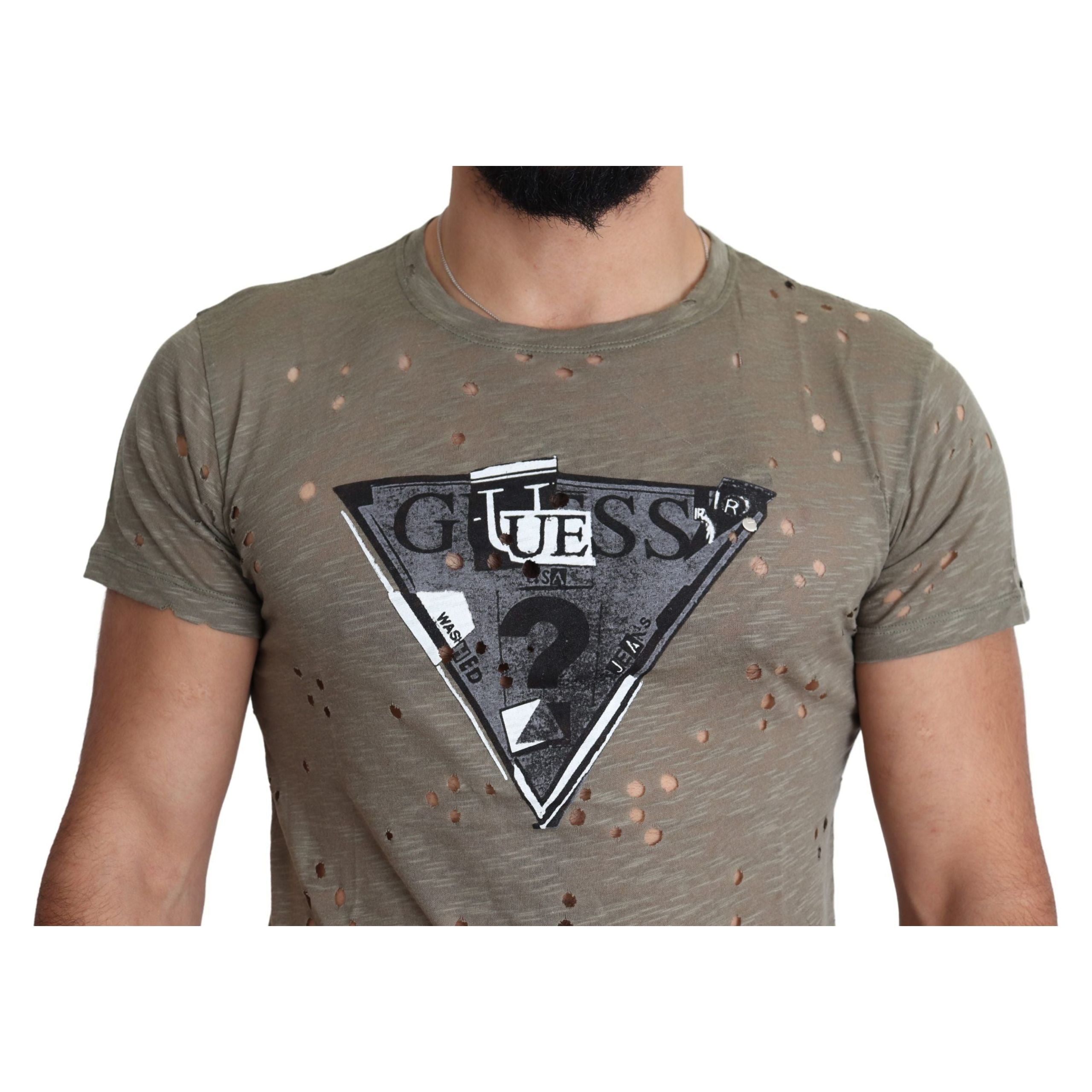Guess Chic Brown Cotton Stretch T-Shirt for Elevated Style