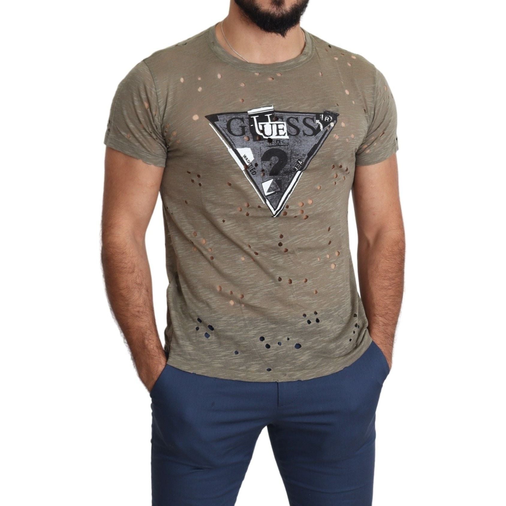 Guess Chic Brown Cotton Stretch T-Shirt for Elevated Style