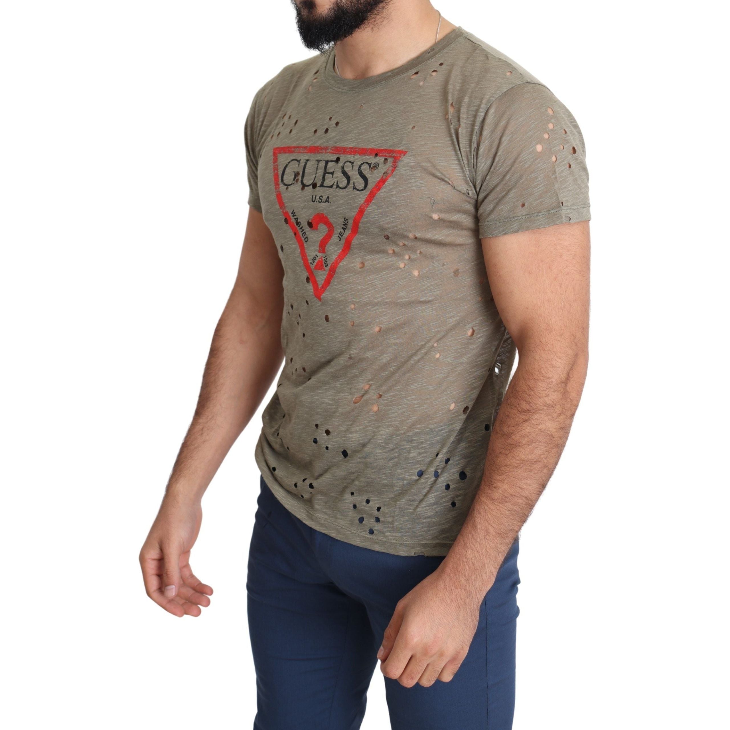 Guess Chic Brown Cotton Stretch Tee for Effortless Elegance