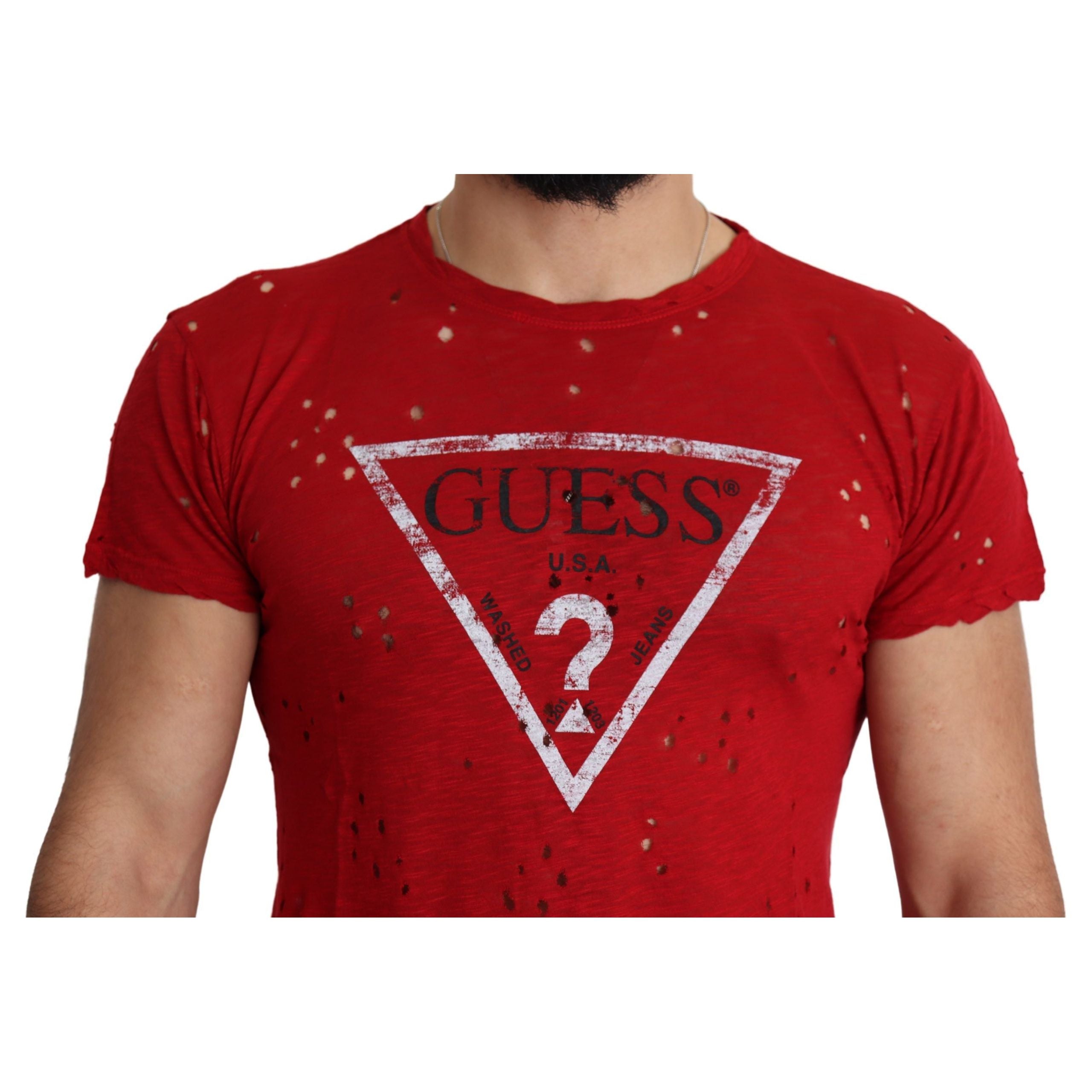 Guess Radiant Red Cotton Stretch T-Shirt
