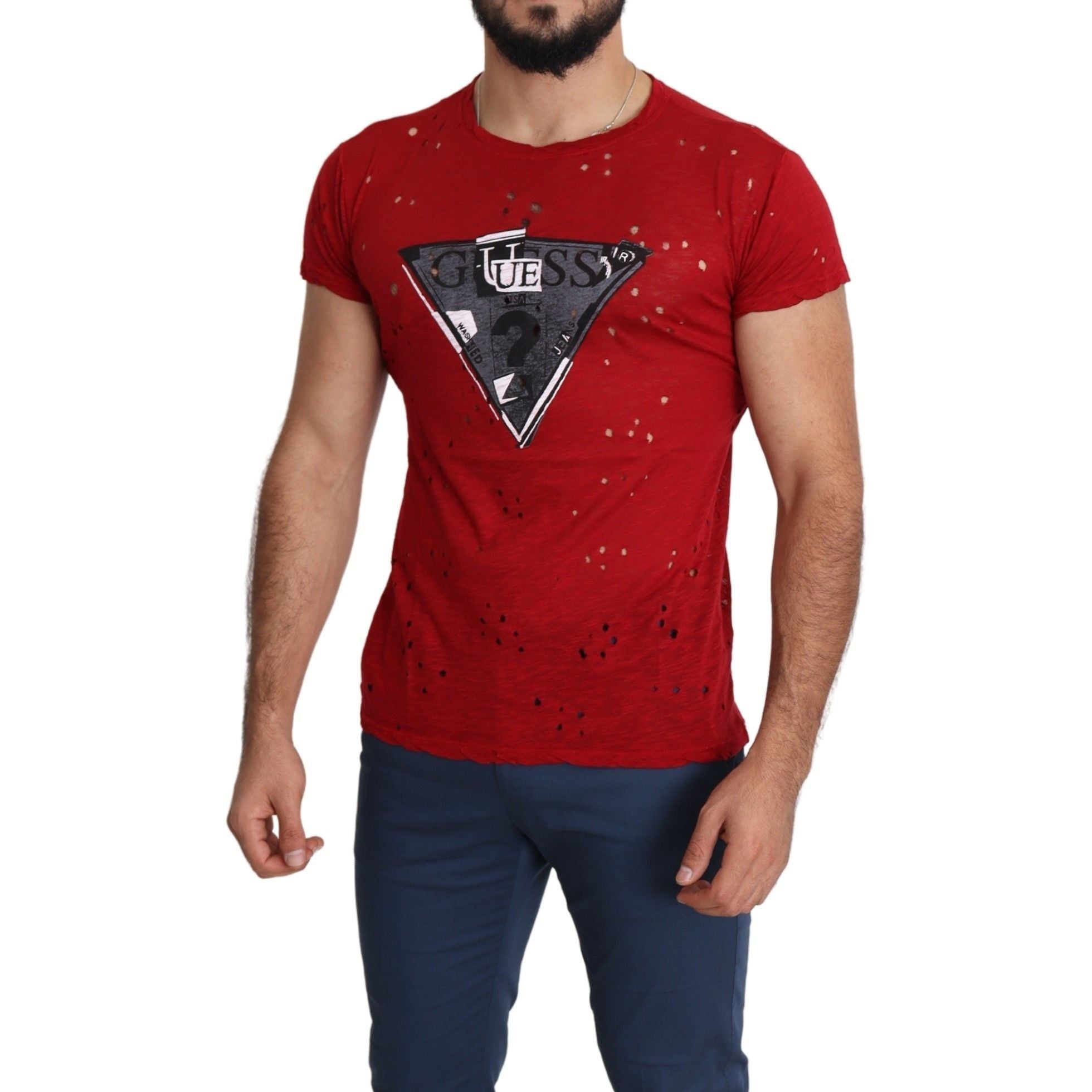 Guess Radiant Red Cotton Tee Perfect For Everyday Style