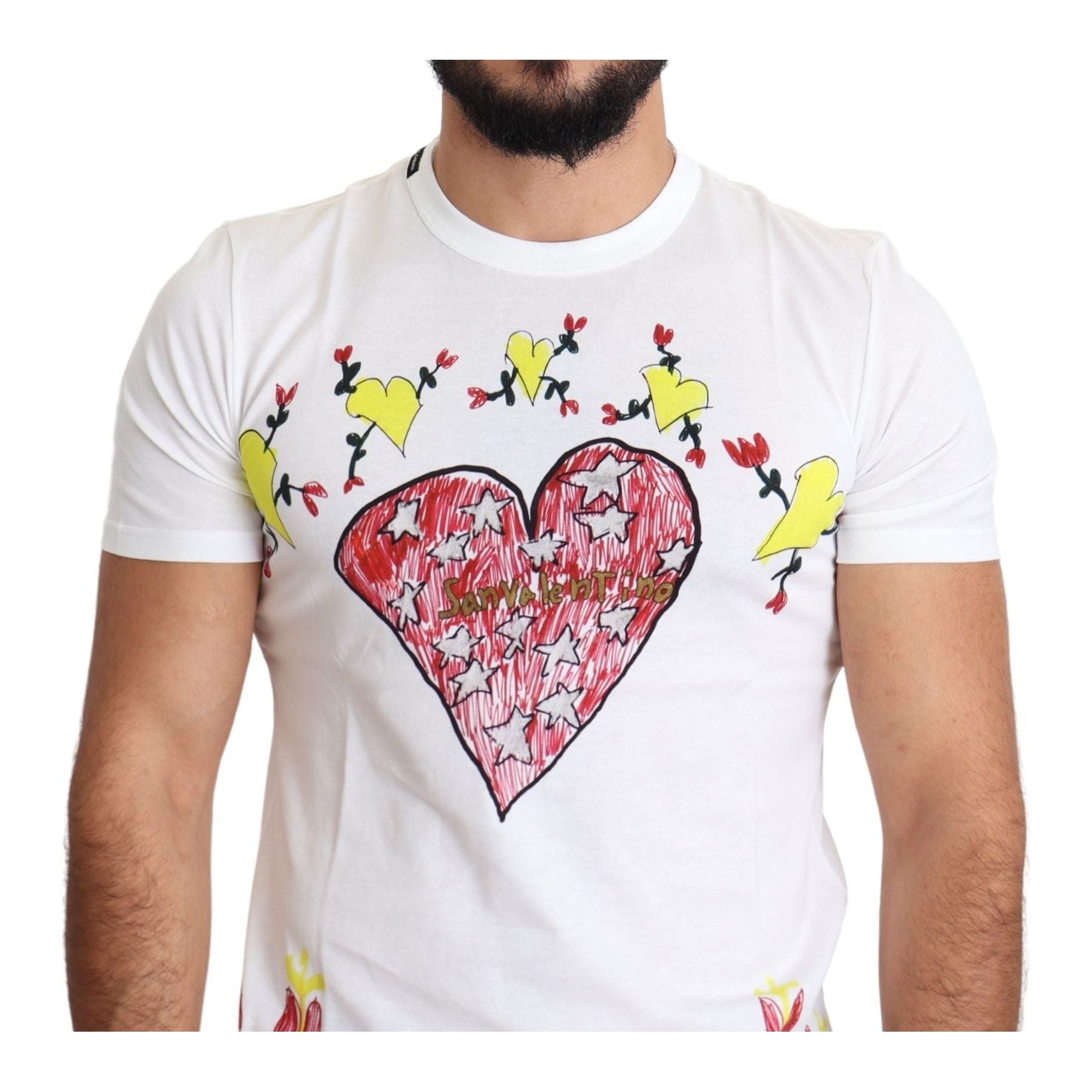 Dolce & Gabbana White Cotton Chic Saint Valentine T-Shirt