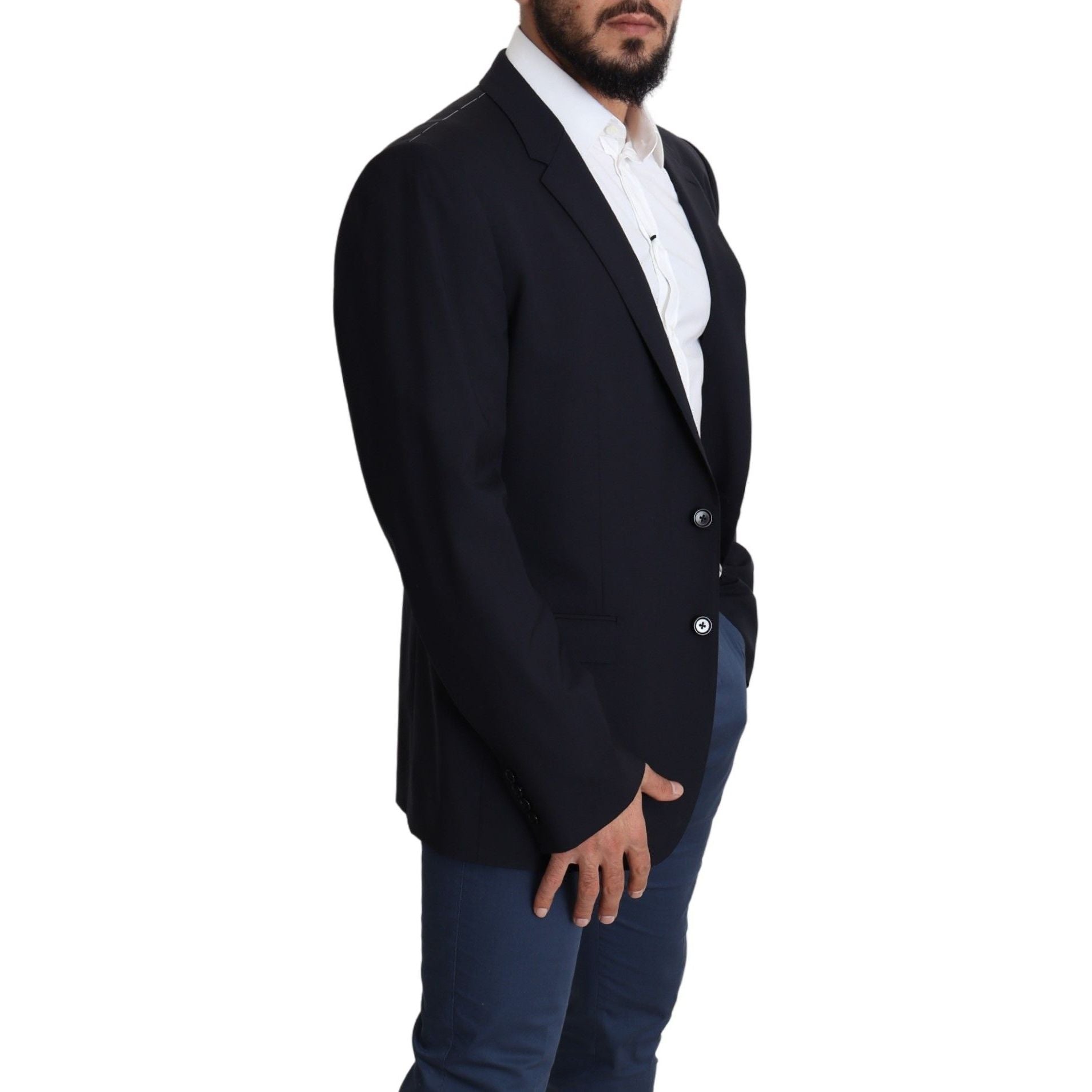 Dolce & Gabbana Exquisite Black Wool Stretch Martini Blazer