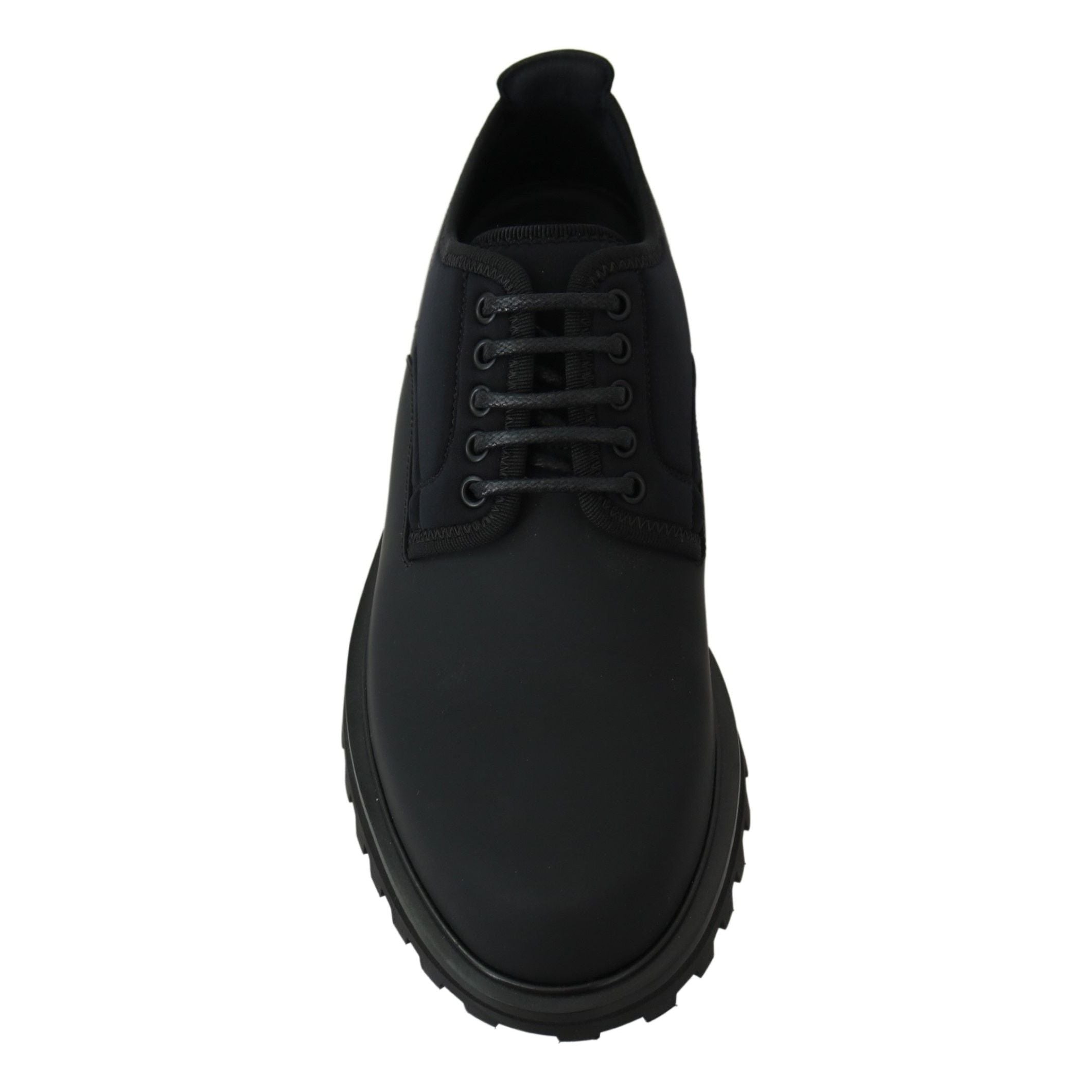 Dolce & Gabbana Black Calfskin Elegant Derby Shoes