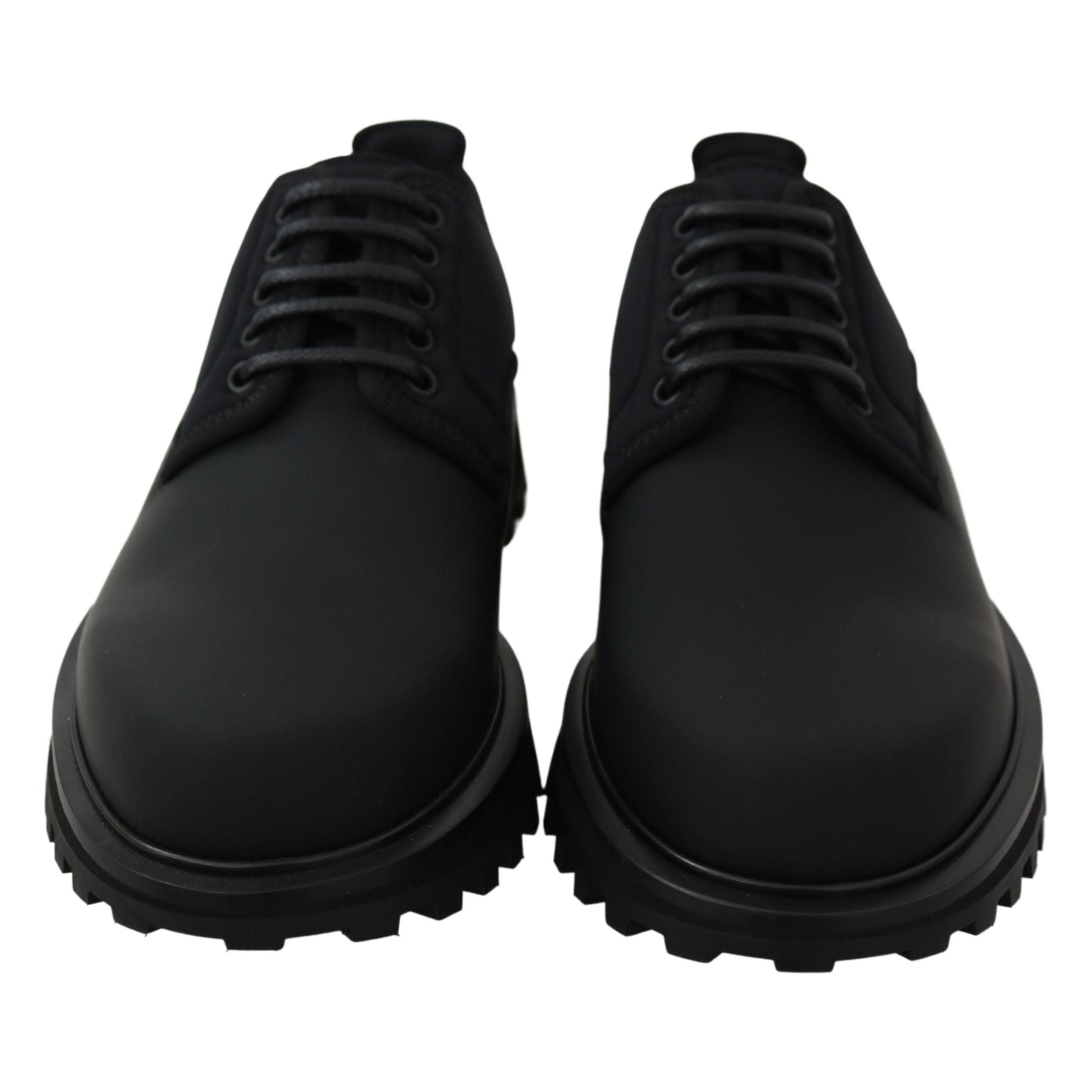 Dolce & Gabbana Black Calfskin Elegant Derby Shoes