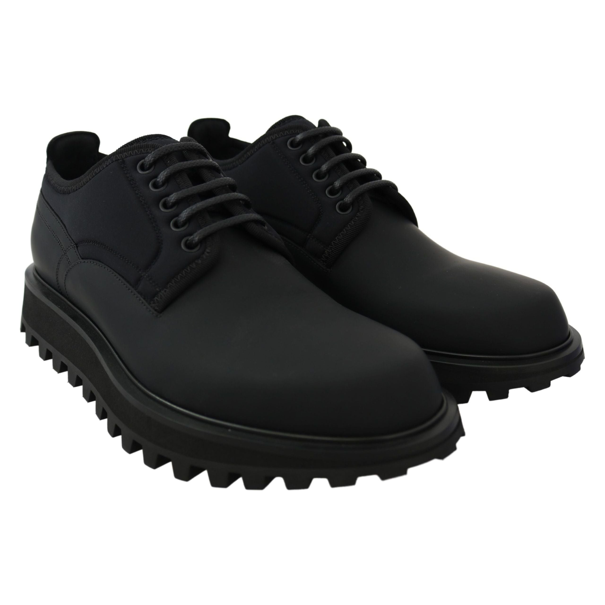 Dolce & Gabbana Black Calfskin Elegant Derby Shoes