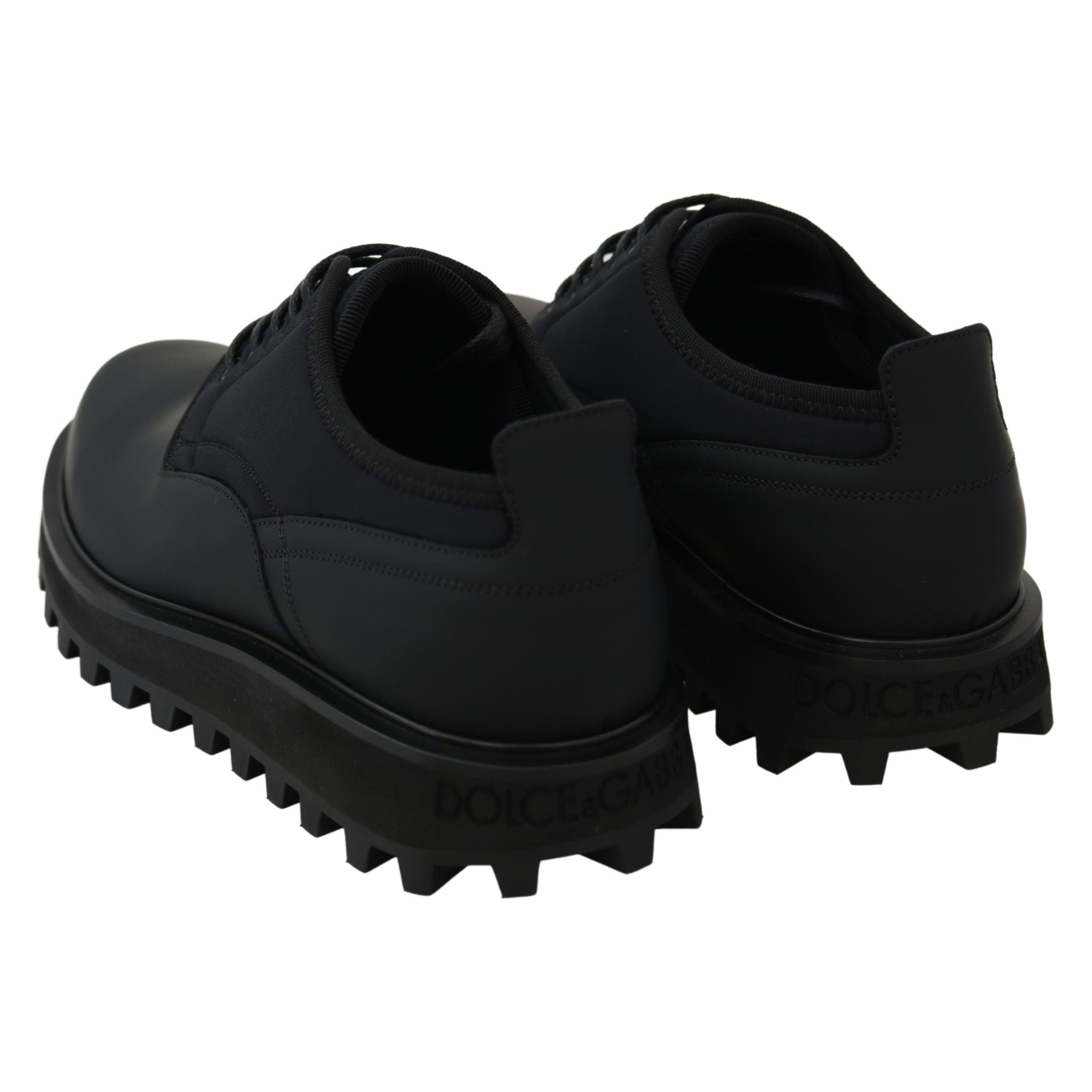Dolce & Gabbana Black Calfskin Elegant Derby Shoes