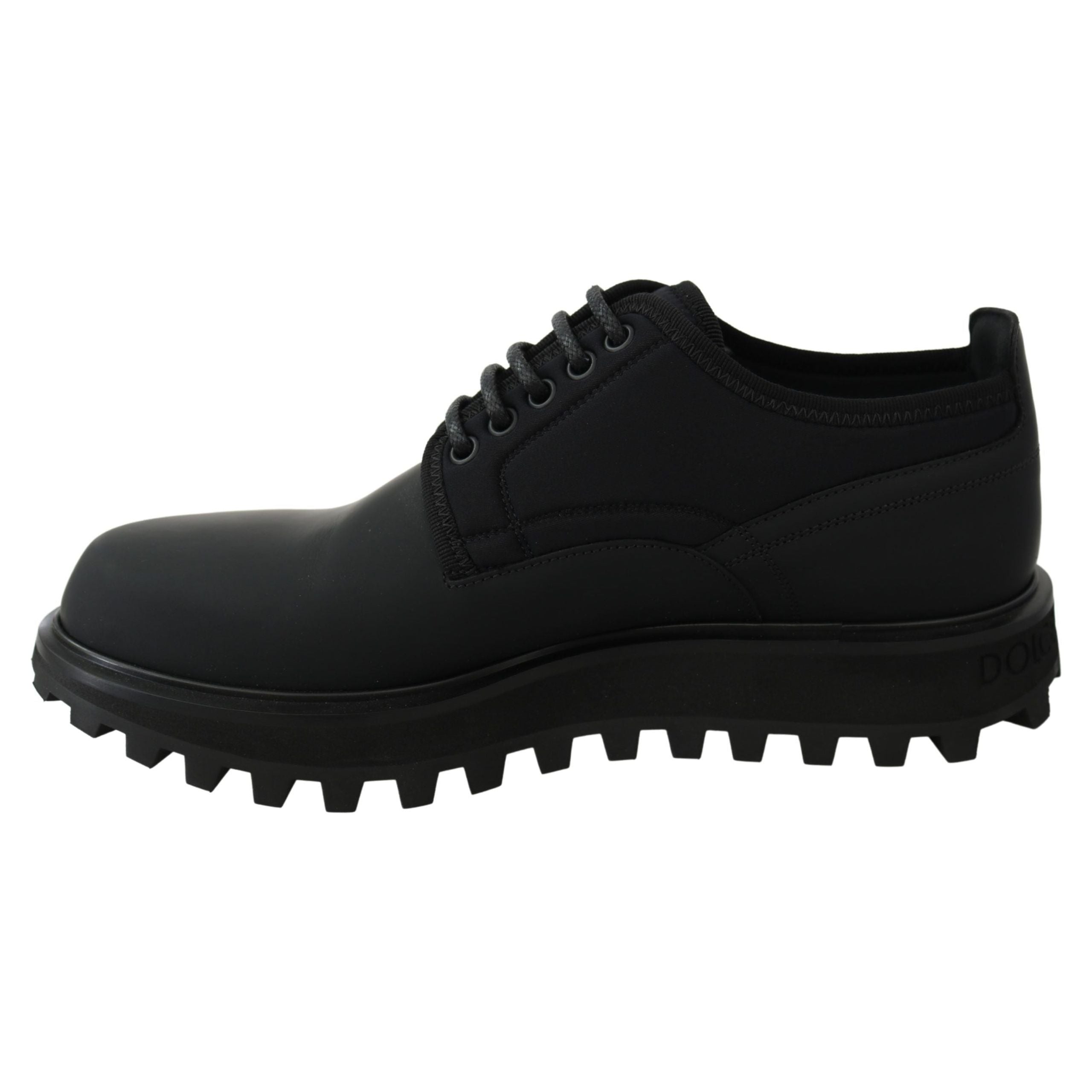 Dolce & Gabbana Black Calfskin Elegant Derby Shoes