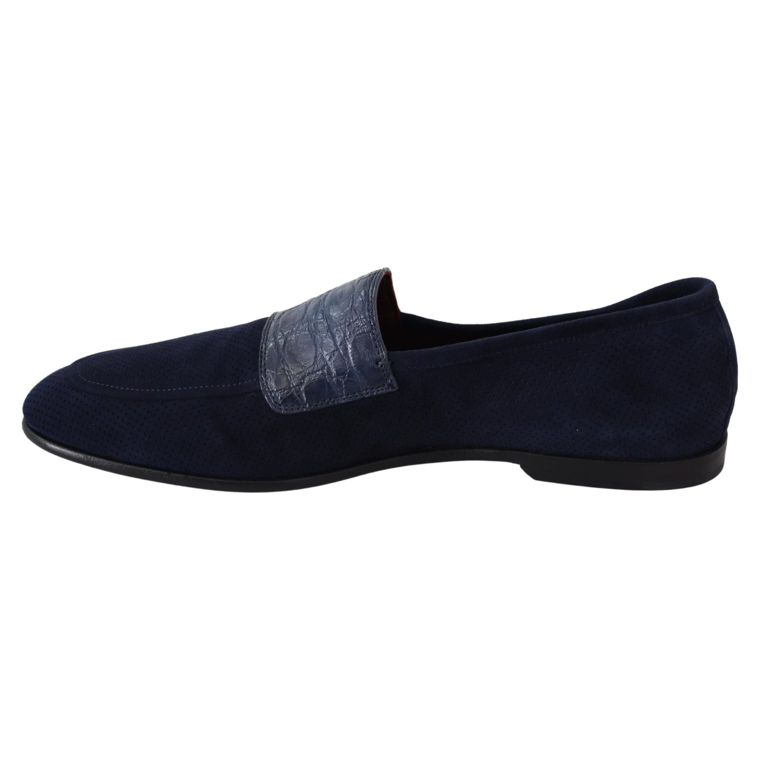 Dolce & Gabbana Blue Suede Leather Loafers Collection