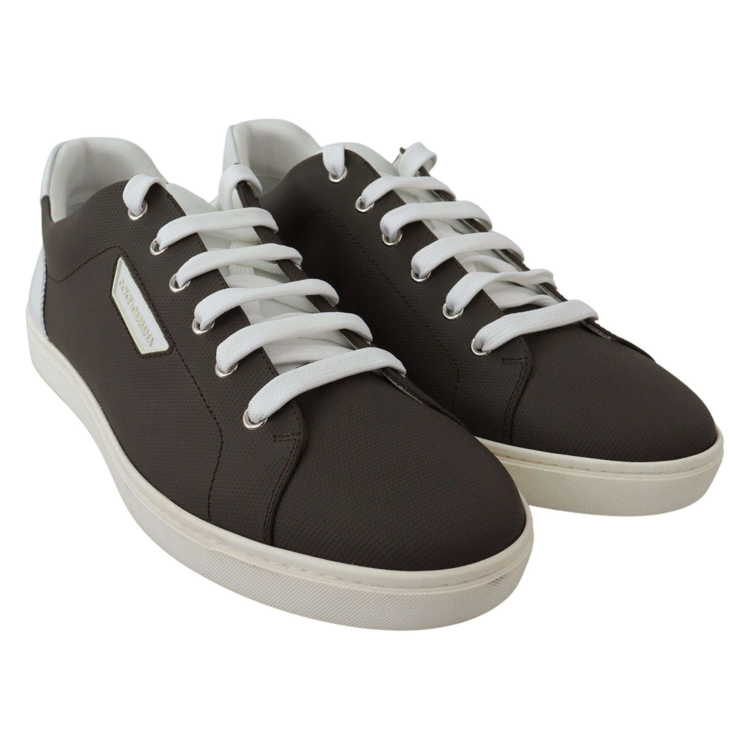 Dolce & Gabbana White Leather Low Top Sneakers Elegance