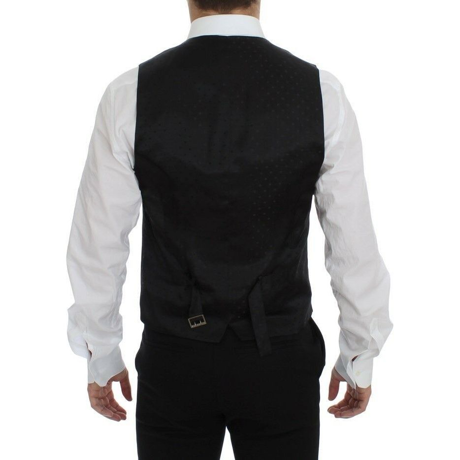 Dolce & Gabbana Brown Black Wool Blend Dress Vest