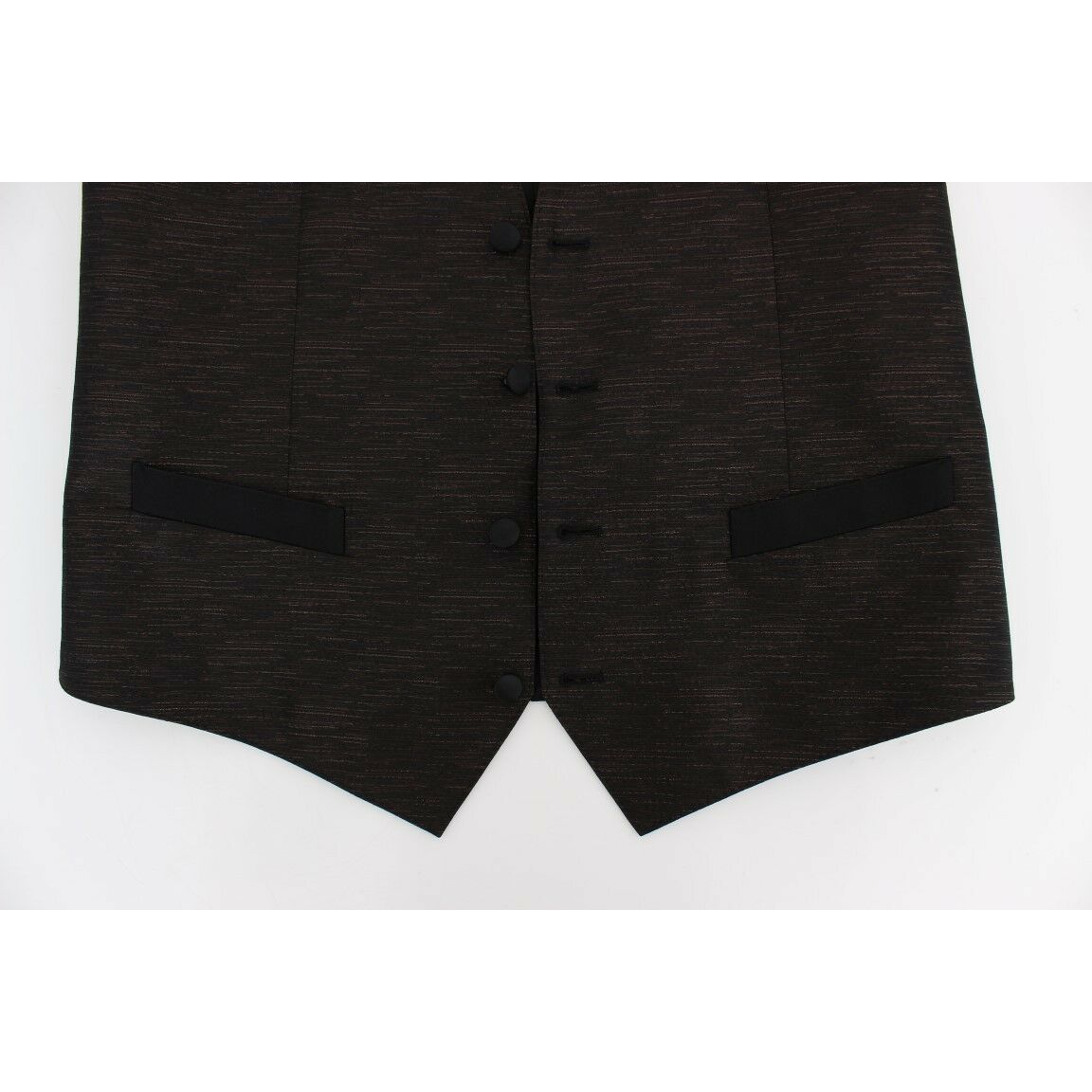 Dolce & Gabbana Brown Black Wool Blend Dress Vest