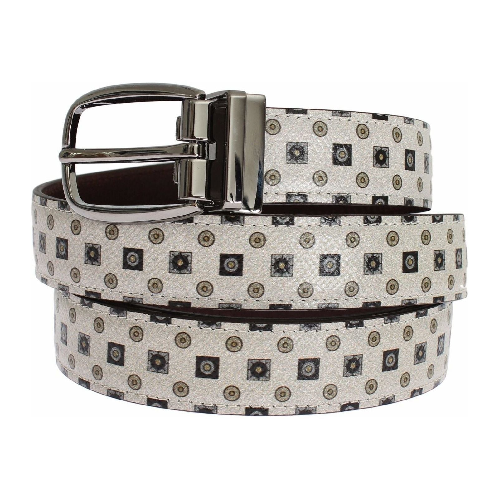 Dolce & Gabbana Multicolor Silk Tie & Leather Belt Set