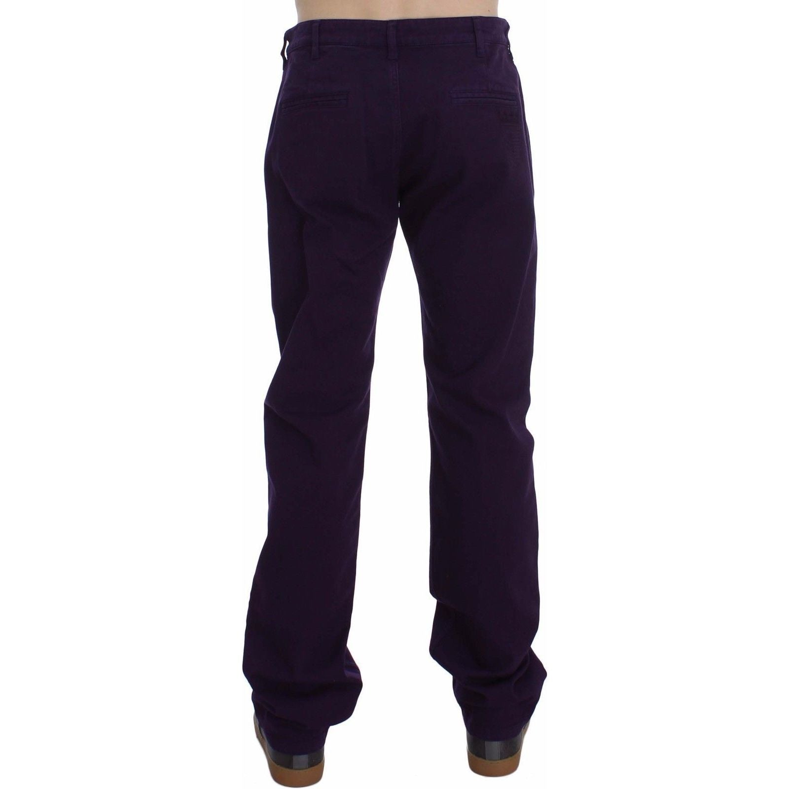 GF Ferre Purple Cotton Stretch Slim Chinos for Sophisticated Style