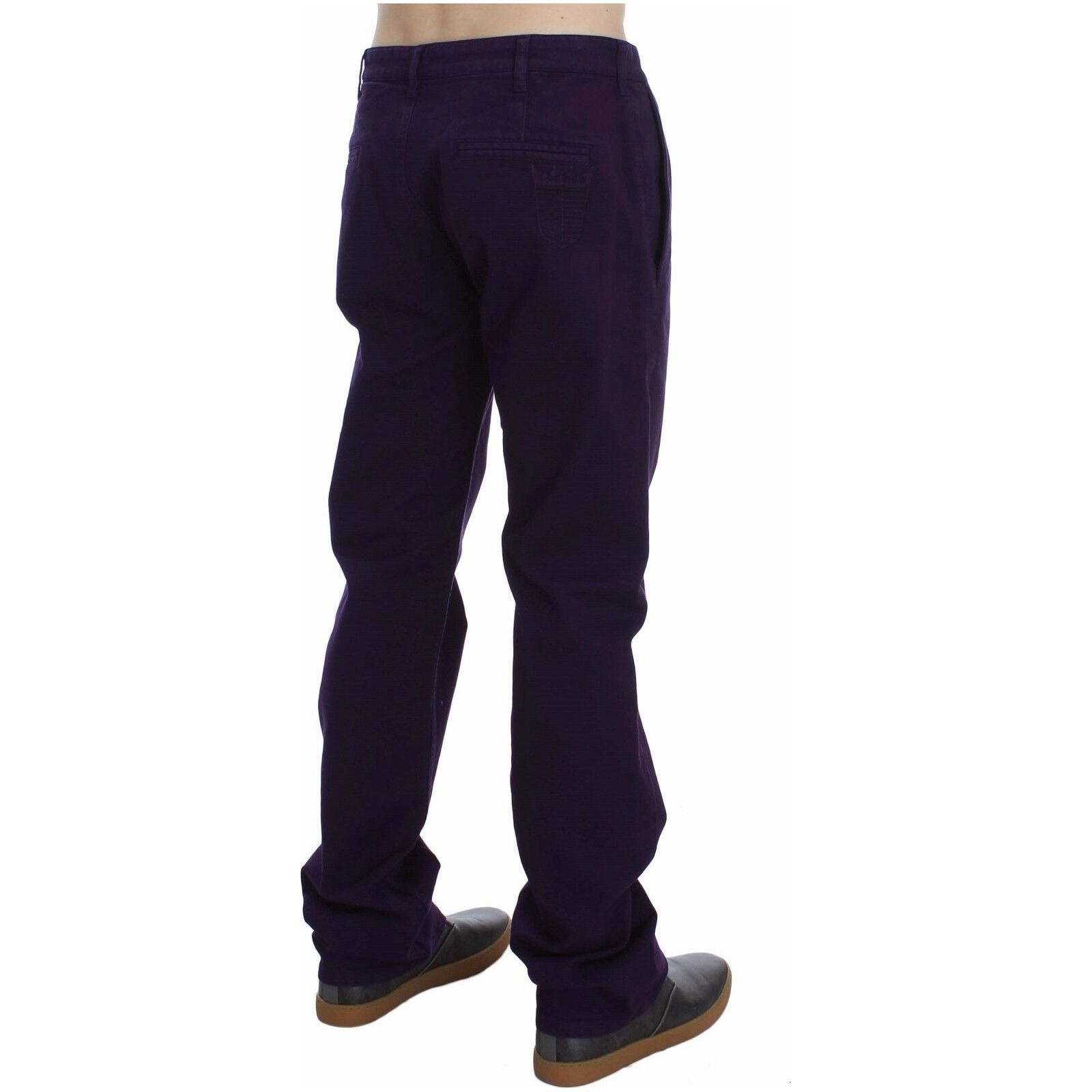 GF Ferre Purple Cotton Stretch Slim Chinos for Sophisticated Style