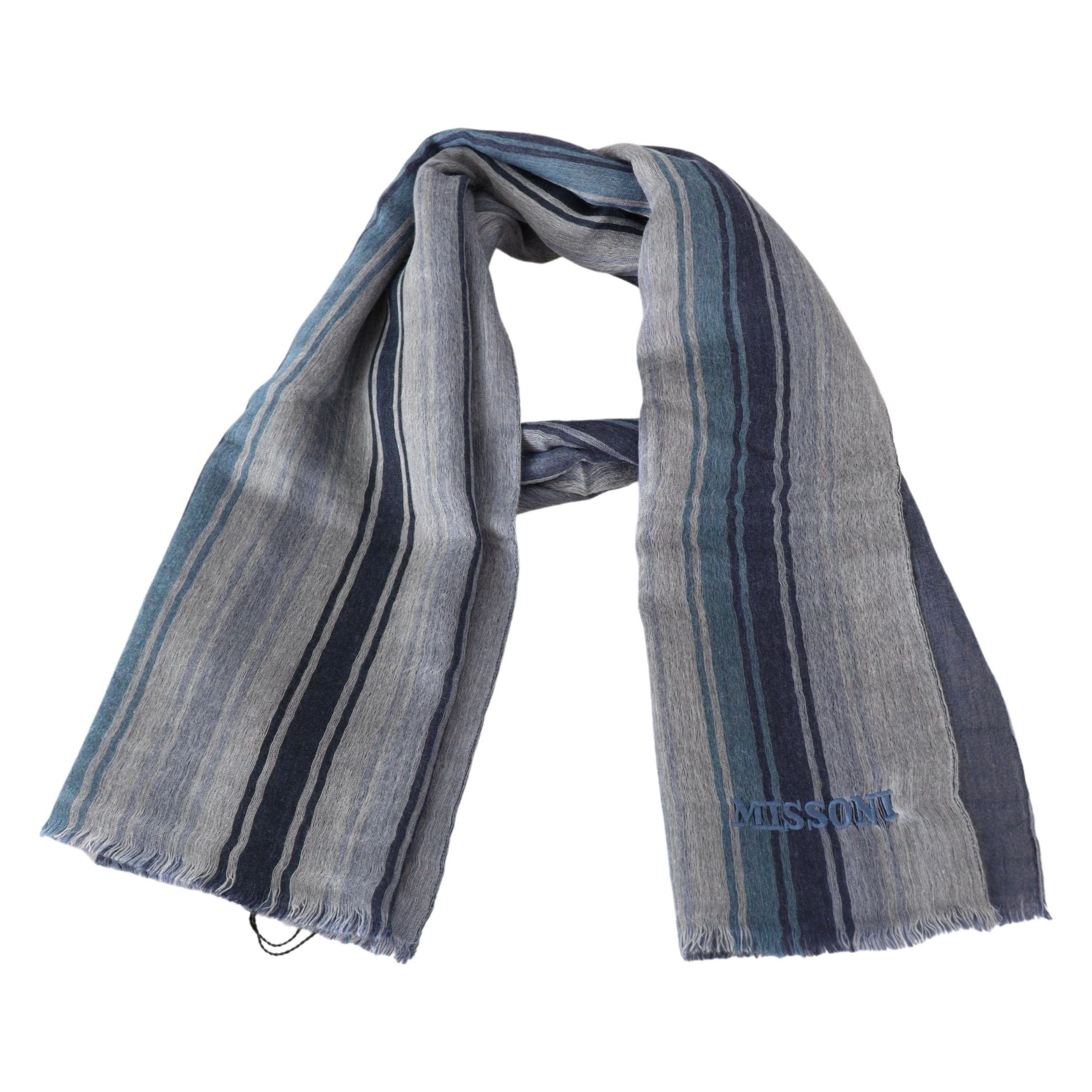 Missoni Multicolor Wool Scarf with Logo Embroidery