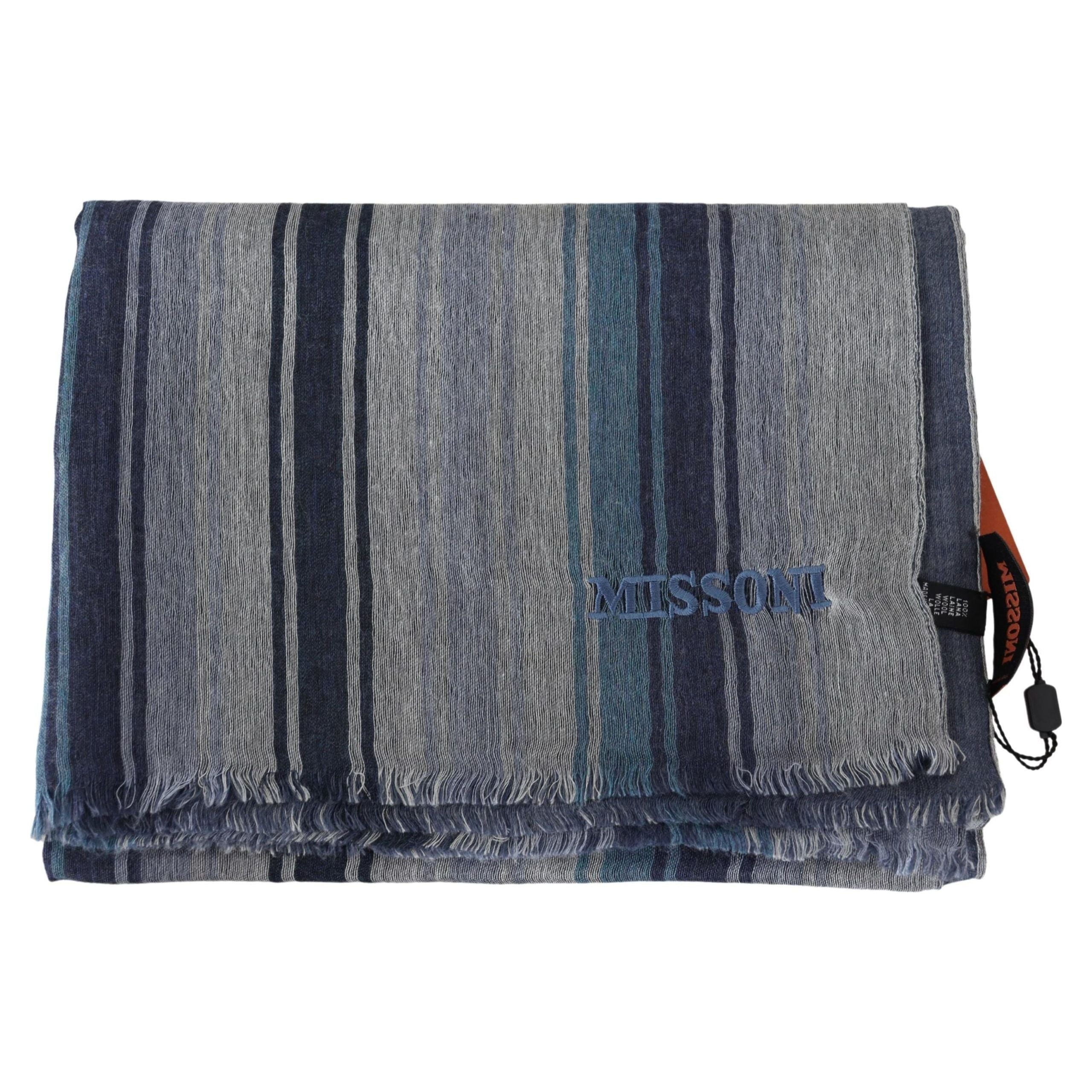 Missoni Multicolor Wool Scarf with Logo Embroidery
